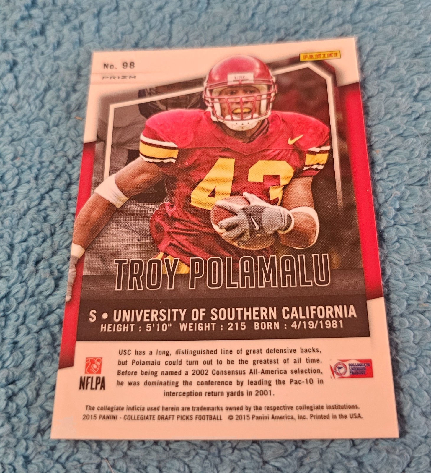 2015 Panini Prizm Draft Picks Troy Polamalu USC Red Power #98