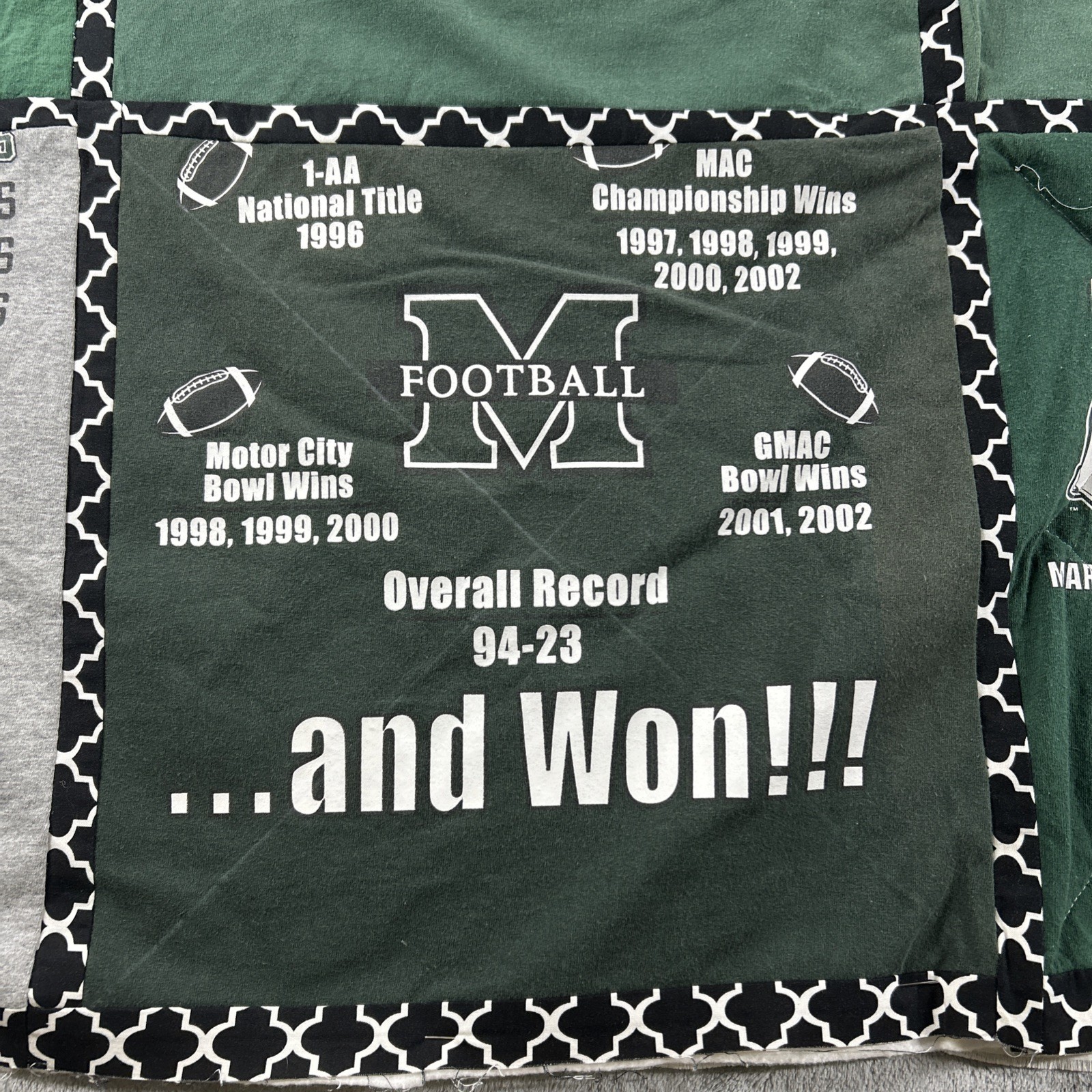 Marshall University Football West Virginia T Shirt Blanket Quilted Unfinished