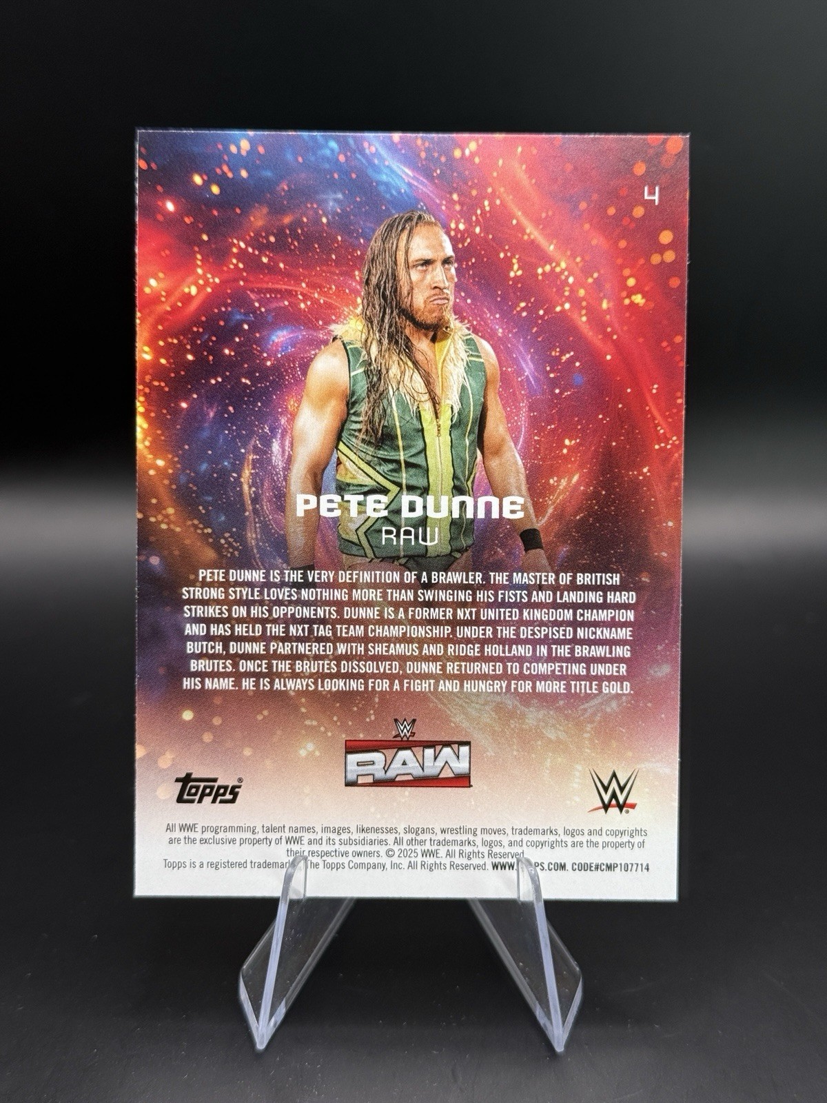 Pete Dunne Topps Universe WWE #4 Trading Card FREE SHIPPING NXT