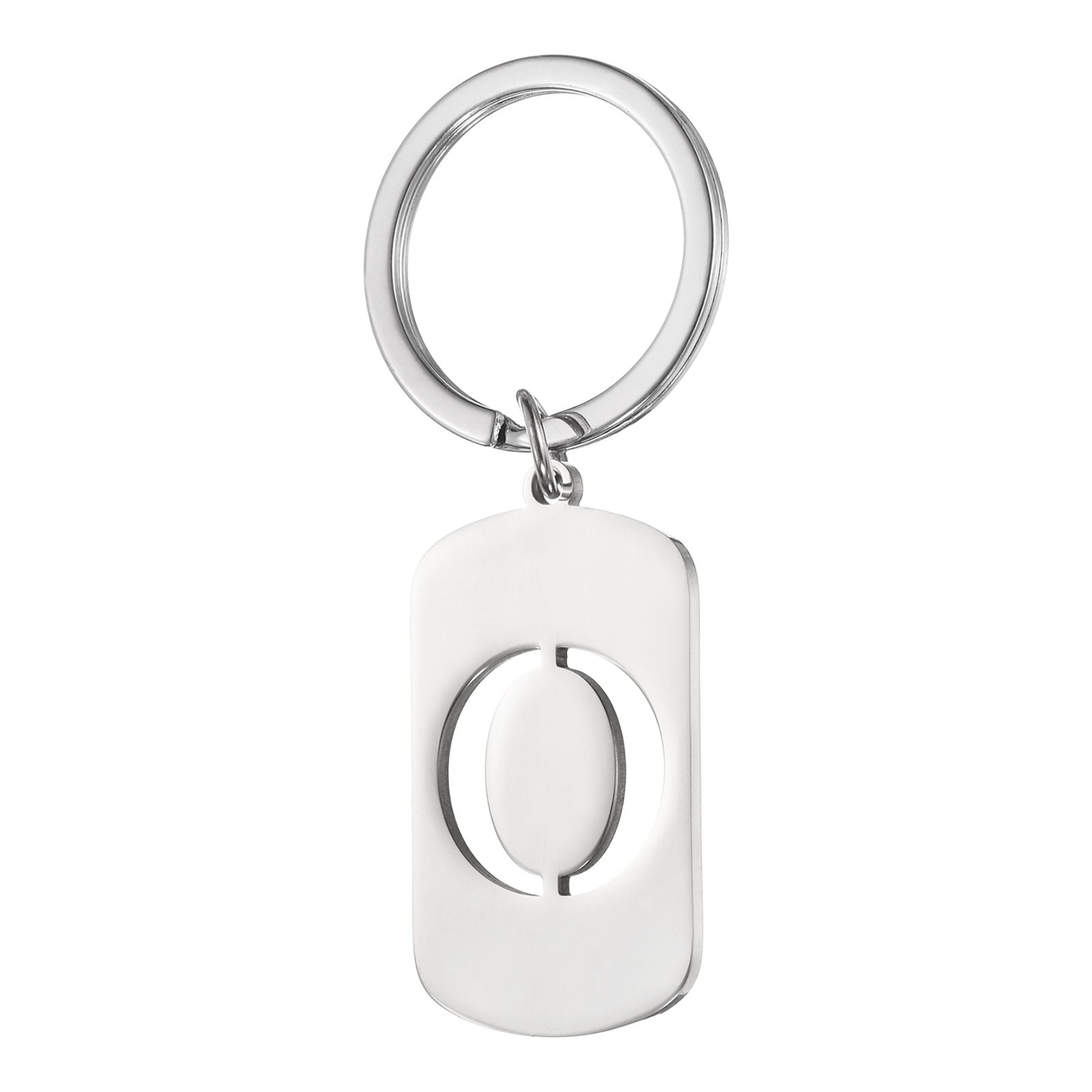 Initial Letter Key Chain A-Z KeyChain Pendant Key Ring Silver (Letter O)
