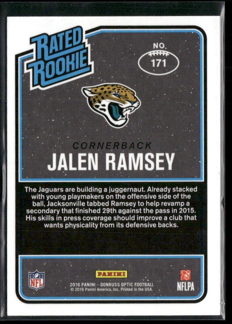 2016 Donruss Optic #171 Jalen Ramsey Red and Yellow