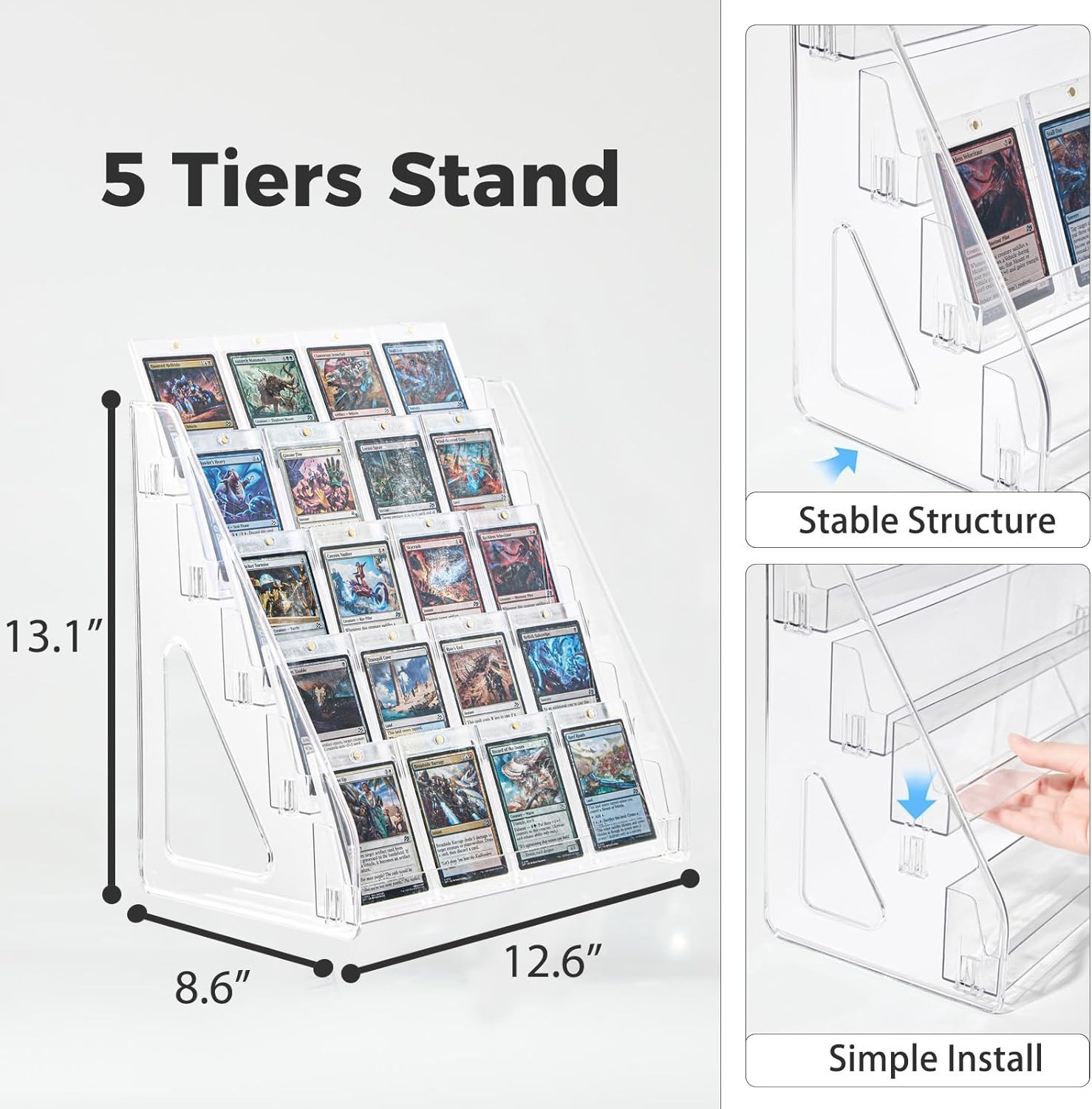 Elegant Acrylic Trading Card Display Stand – 12 Inch, 2 Pack Holds Up to 40