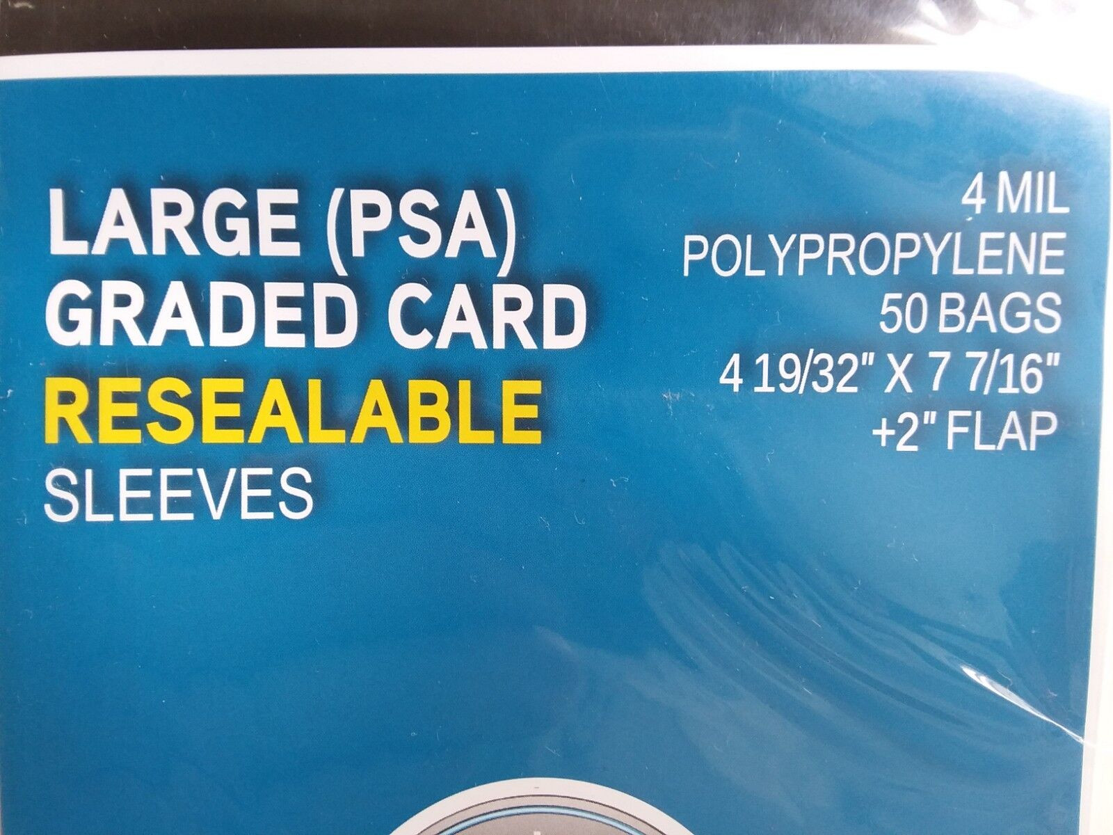 CSP *Large* PSA Graded Card Sleeves 50ct NIP 4 Mil Resealable 4 19/32″x7 7/16″ *