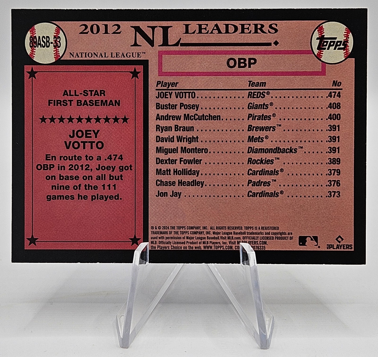 JOEY VOTTO 2024 TOPPS SERIES 2 ALL STAR #89ASB-33 (FREE SHIP OVER $10)
