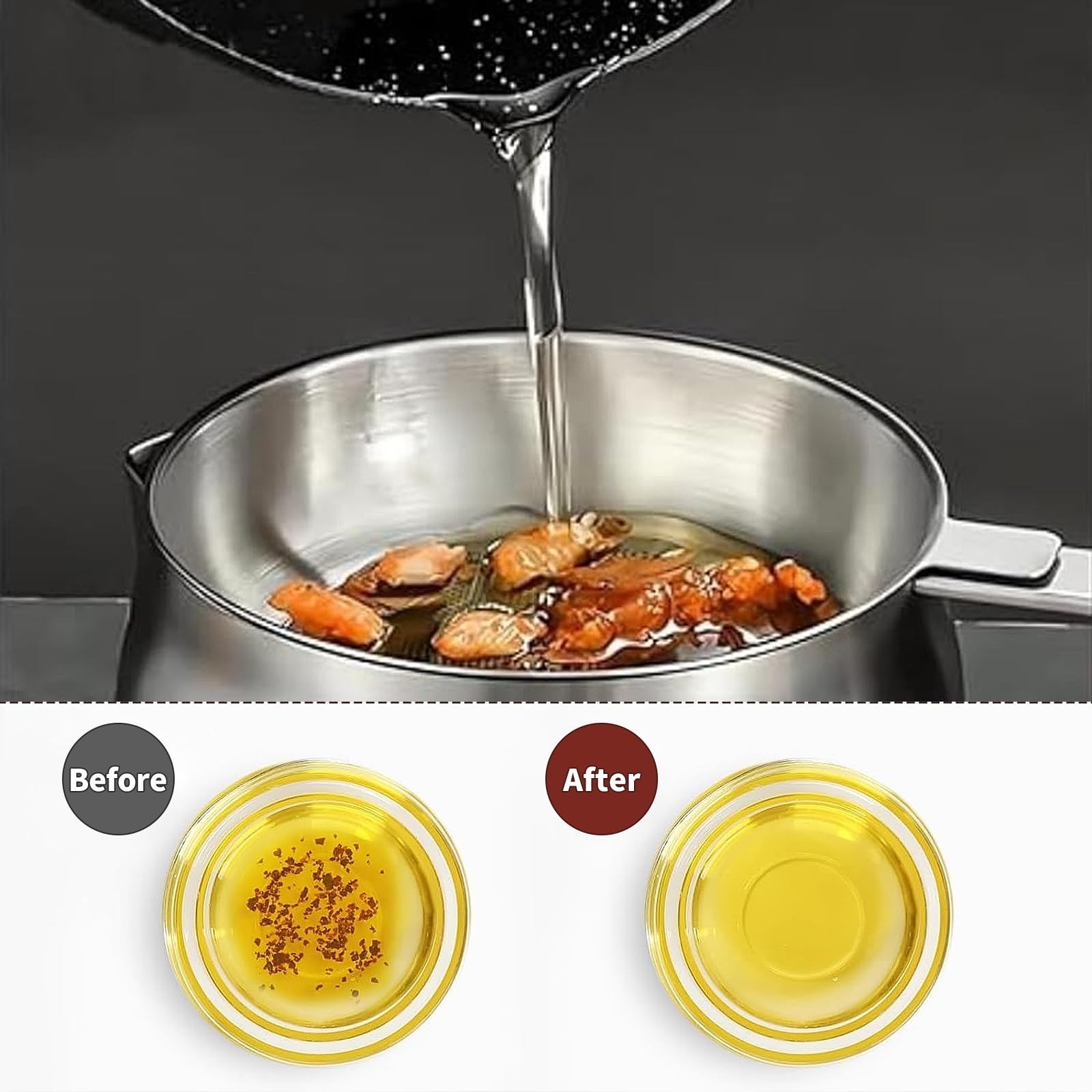 50oz 304 Stainless Steel Deep Fryer Pot with Basket & Strainer, Large Capacity