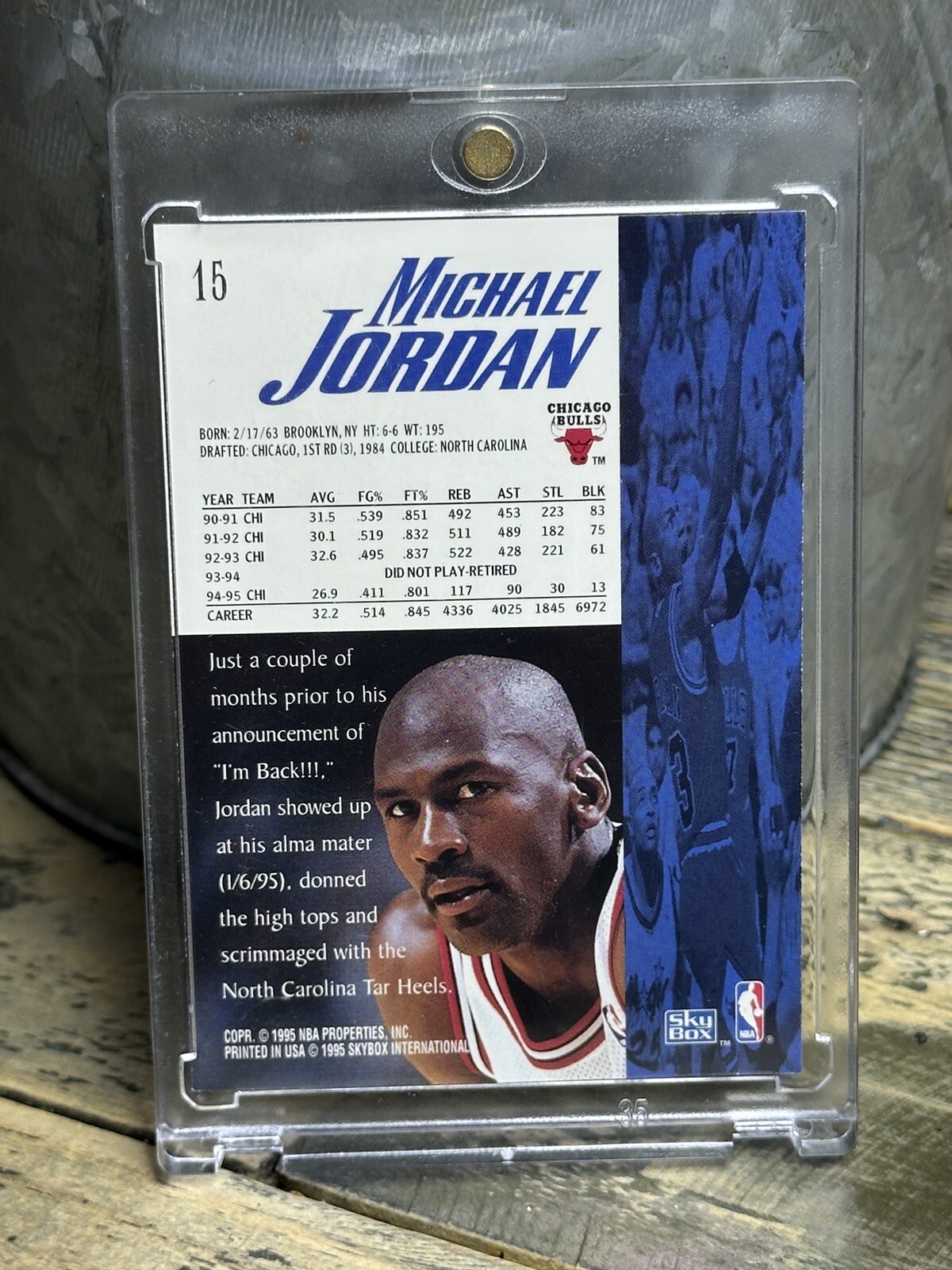 Michael Jordan Card AUTHENTIC GOLD BLUE HOLO FOIL SP AUTHENTIC BULLS JERSEY #23