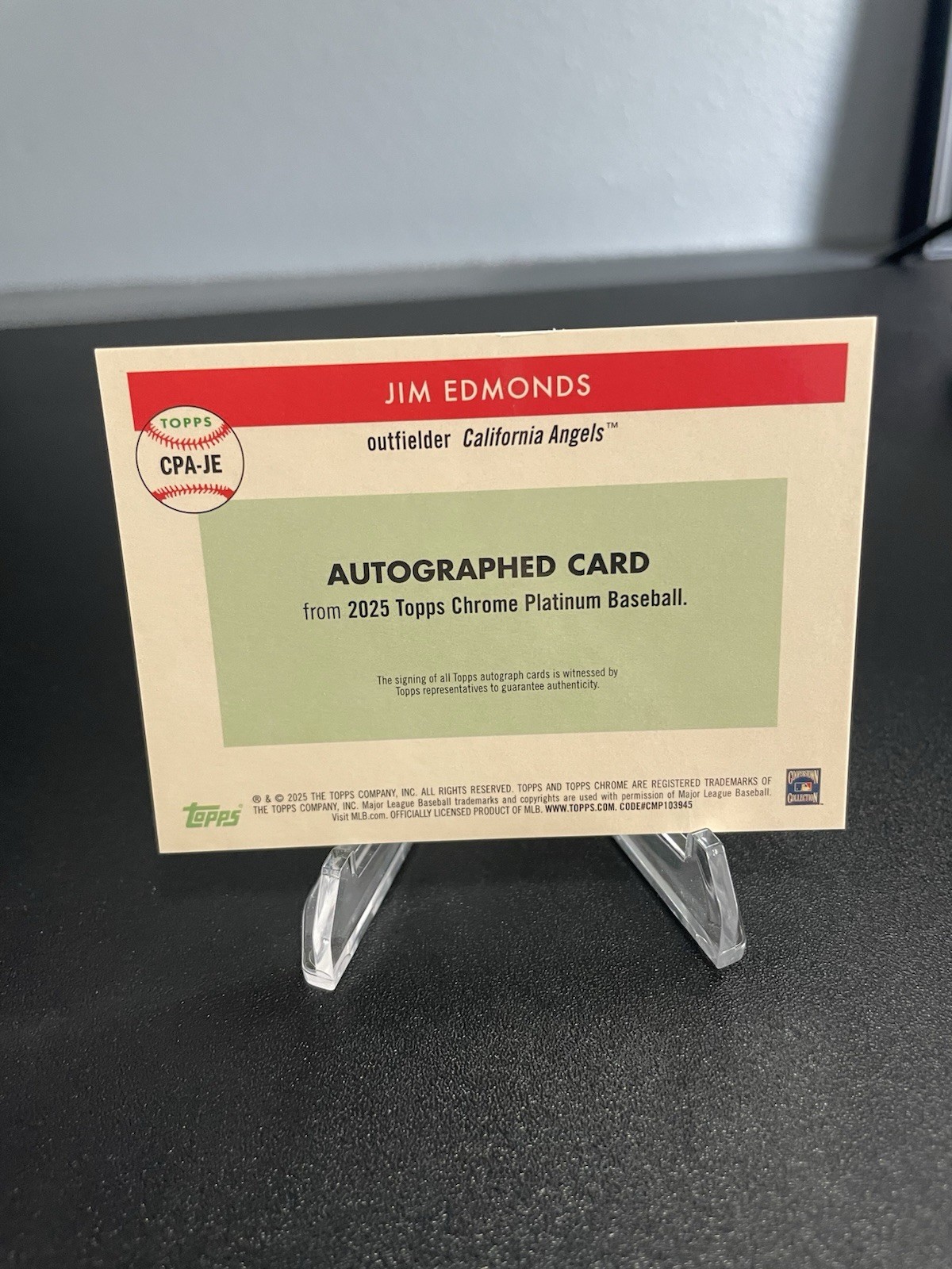2025 Topps Chrome Platinum – Jim Edmonds Aqua Refractor Autograph /150 CPA-JE