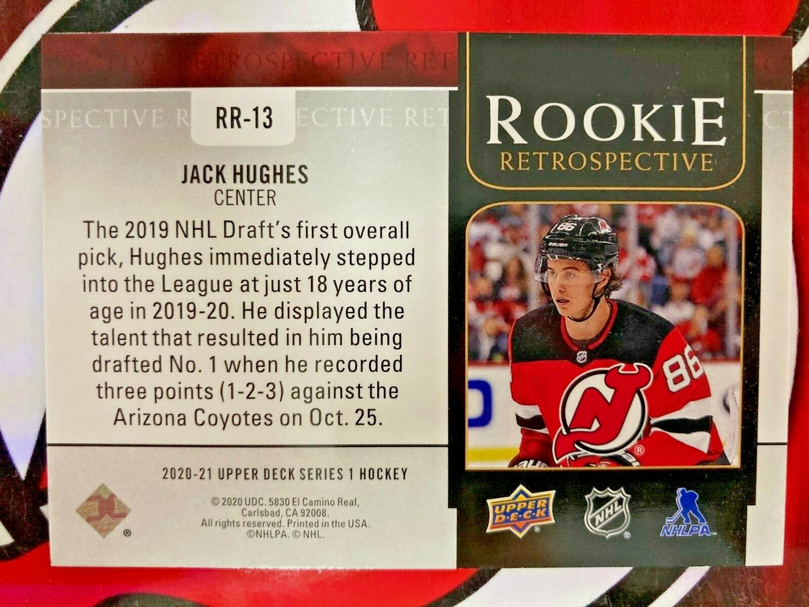 JACK HUGHES RC 2020-21 Upper Deck 🏒 Rookie Retrospective RR-13 Devils QTY 🔥🔥