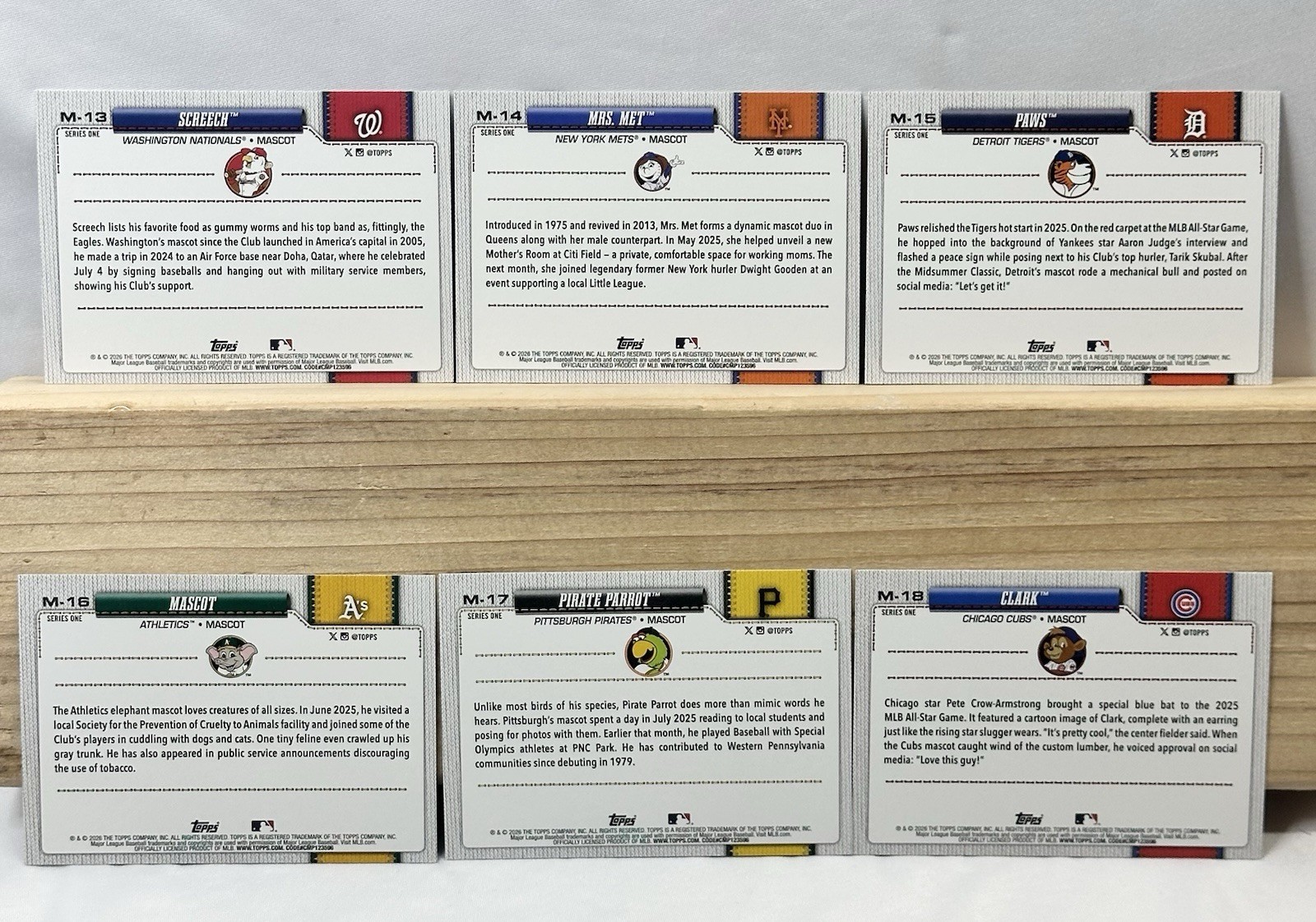 2026 Topps Series 1 Baseball Celebration Mascots Complete Set M-1 to M-30