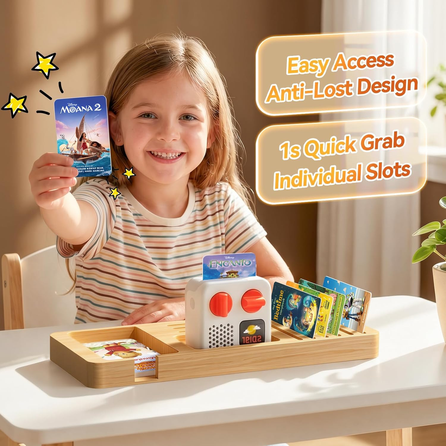 Card Holder for Yoto Mini: Wooden 11-Slot Large Capacity Anti-Loss Organizer for