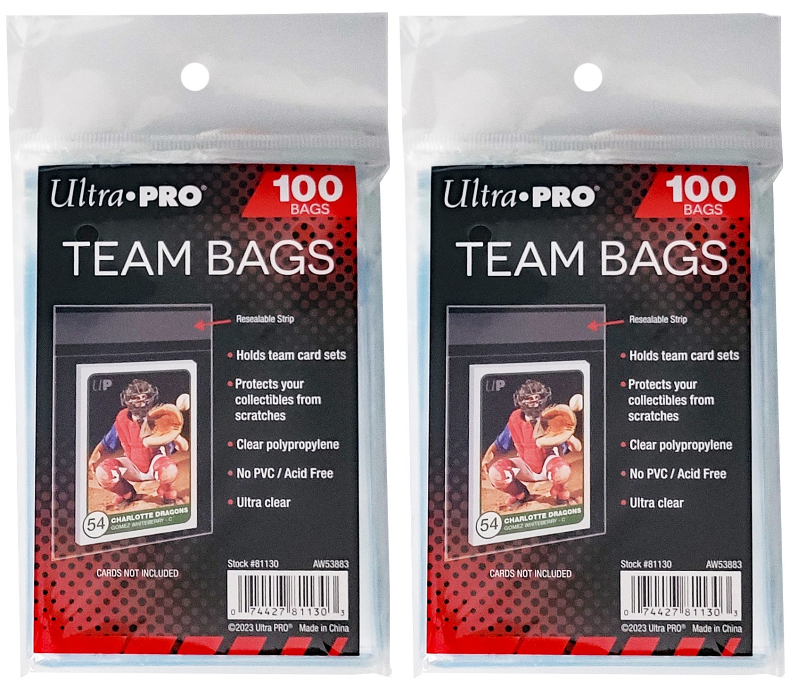 200 Ultra Pro Team Set Bags Resealable Strip Card Sleeve Sports Trading Storage