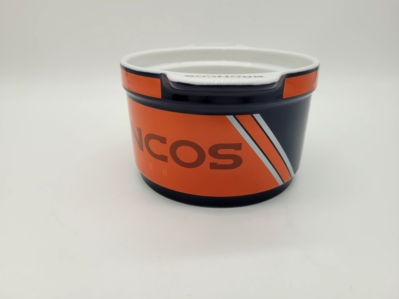 Denver Broncos Game Time 23 oz Bowl w/Lid, Ceramic w/Handles, Chili, Cereal, Dip