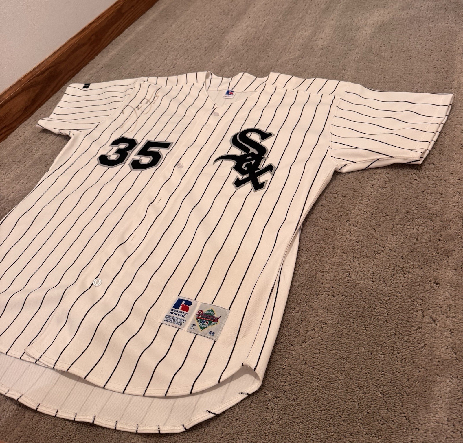Frank Thomas Signed Chicago White Sox #35 Pinstripe Jersey Russell 48