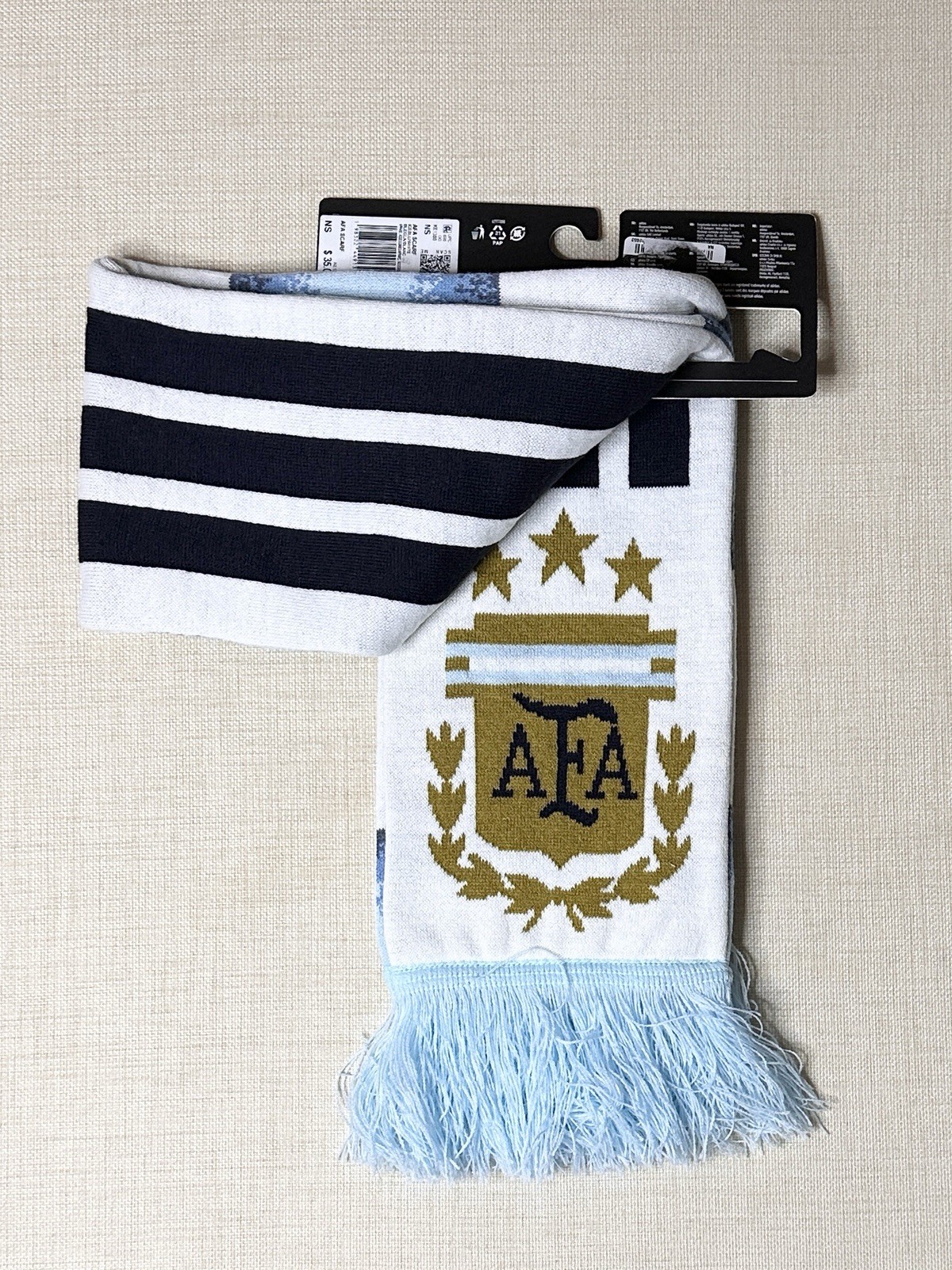 Adidas Argentina 26 Scarf Soccer FIFA World Cup 2026 Icey Blue White