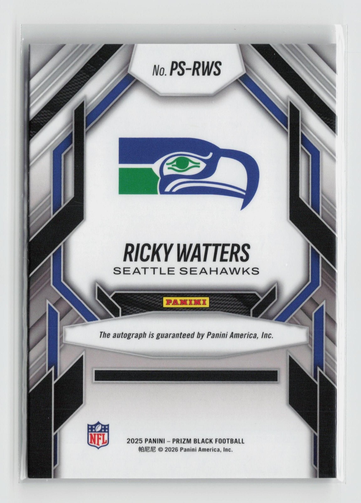 2025 Panini Prizm Black Ricky Watters Prolific Signatures Auto PS-RWS Seahawks