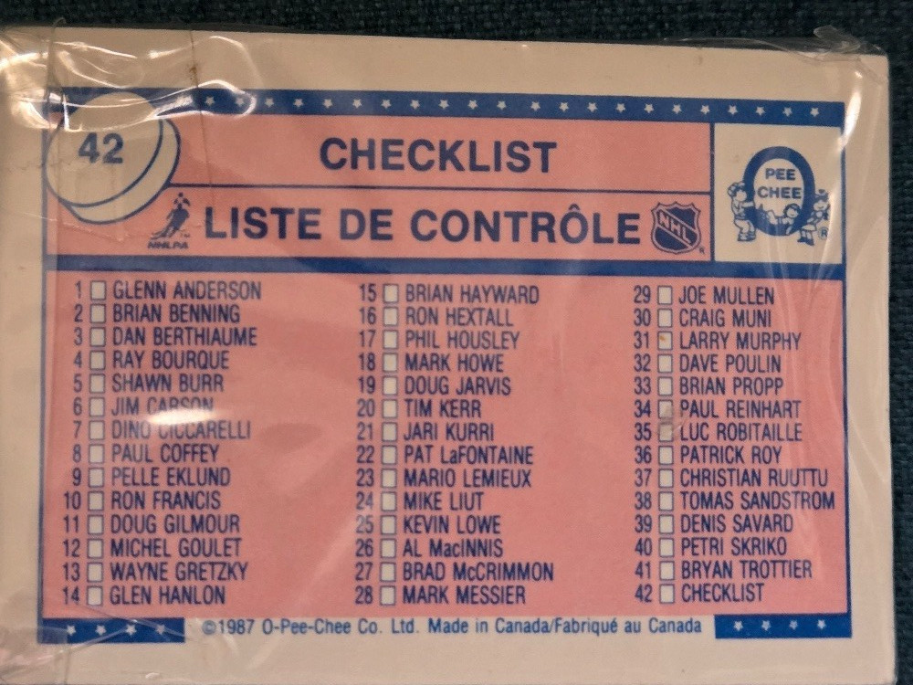 1987 O-Pee-Chee 42 pc Mini Hockey Card Set