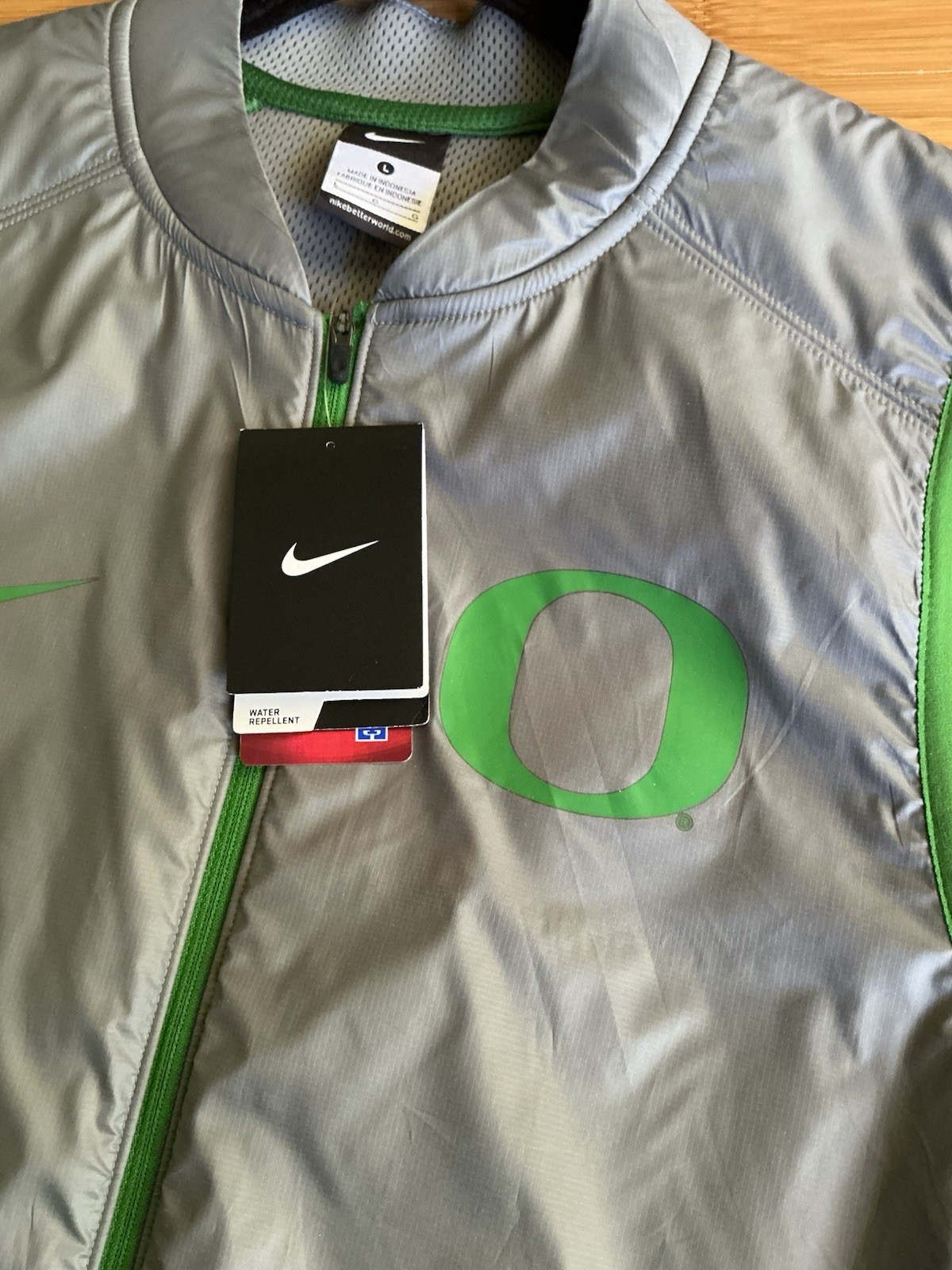 Oregon Ducks Water Repellent Vest Jacket Nike Steel Gray Green NCAA Men’s Large