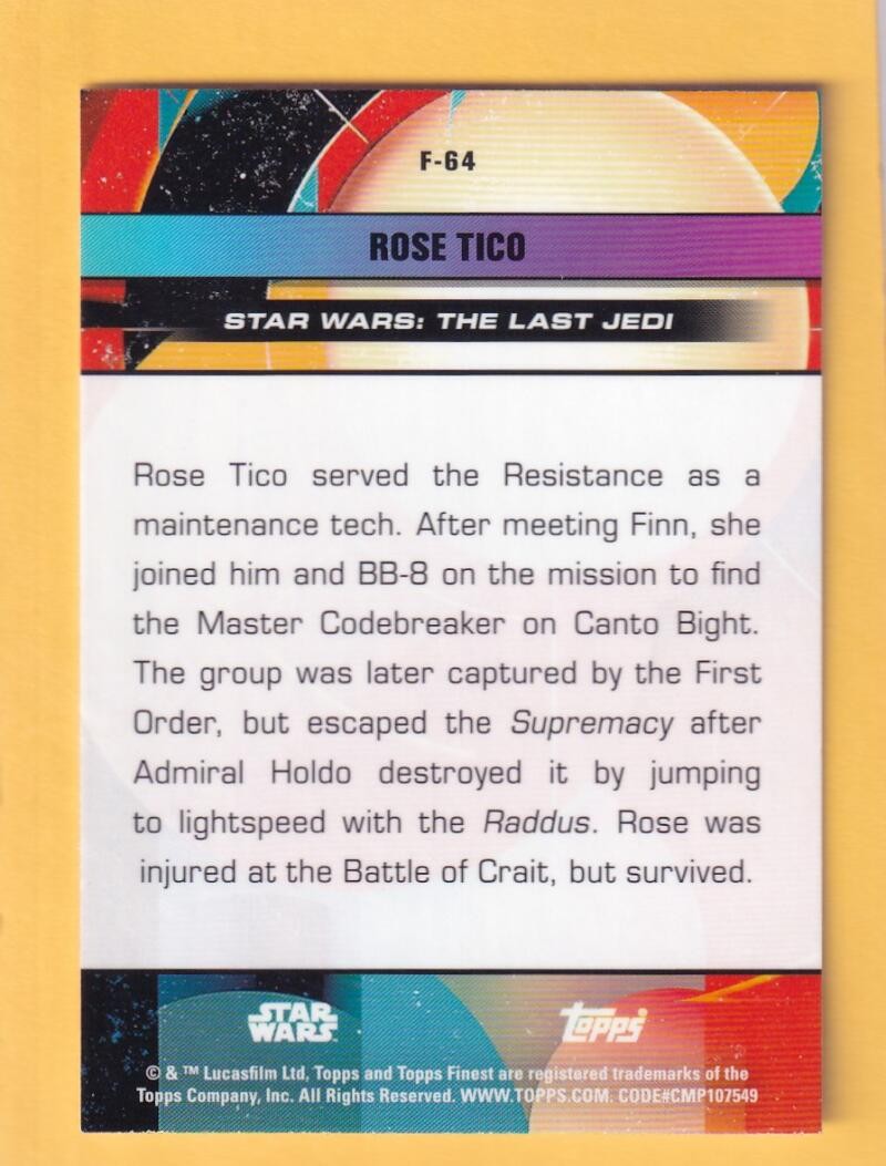 2025 Topps Star Wars Smuggler’s Outpost Finest #F-64 Rose Tico NM-MT+