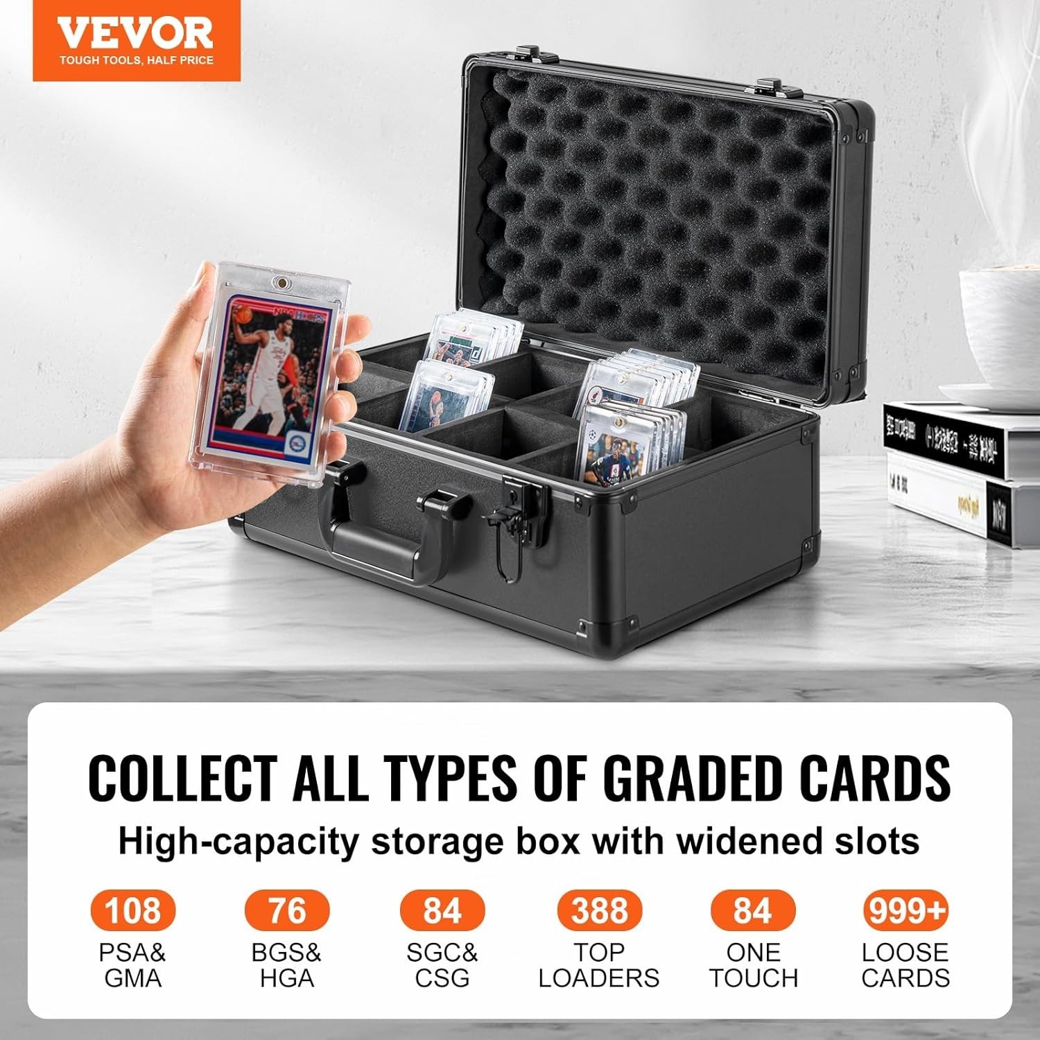 High-Capacity Graded Card Storage Box: Holds 108 PSA Cards Safely & Securely
