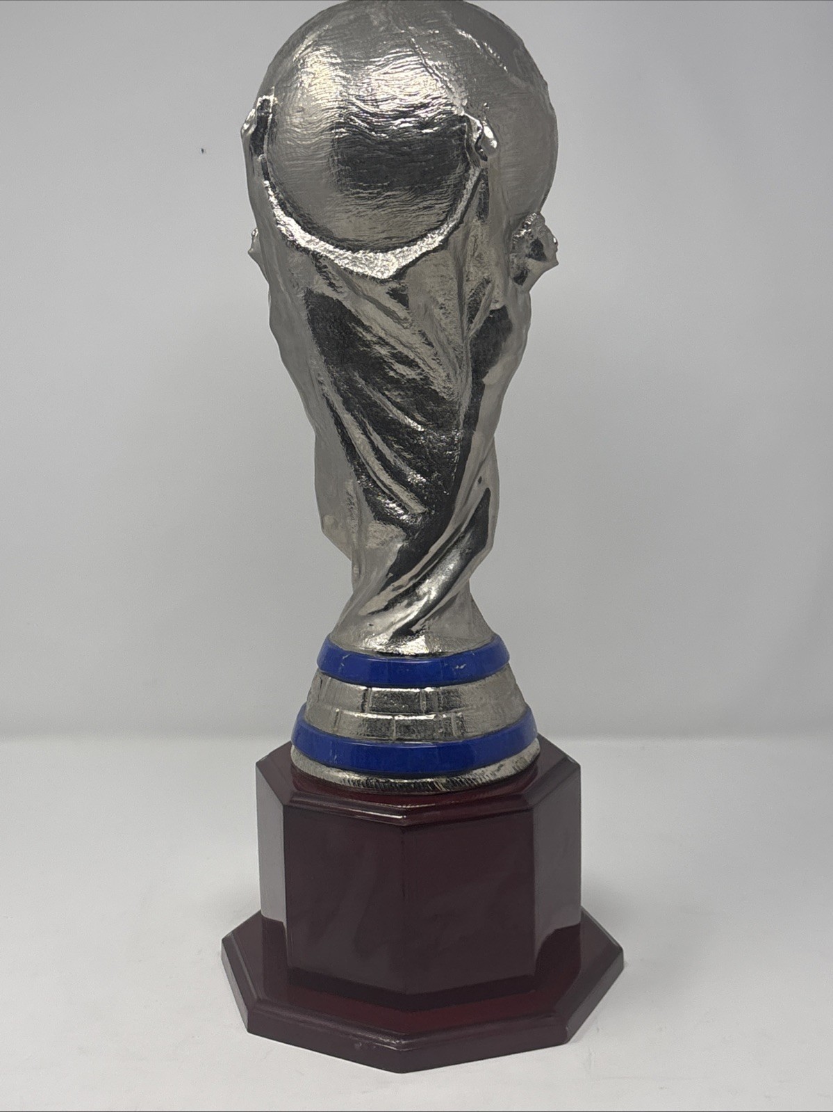 Cool Silver Tone Metal FIFA World Cup Replica Trophy On Custom Pedestal 17” High
