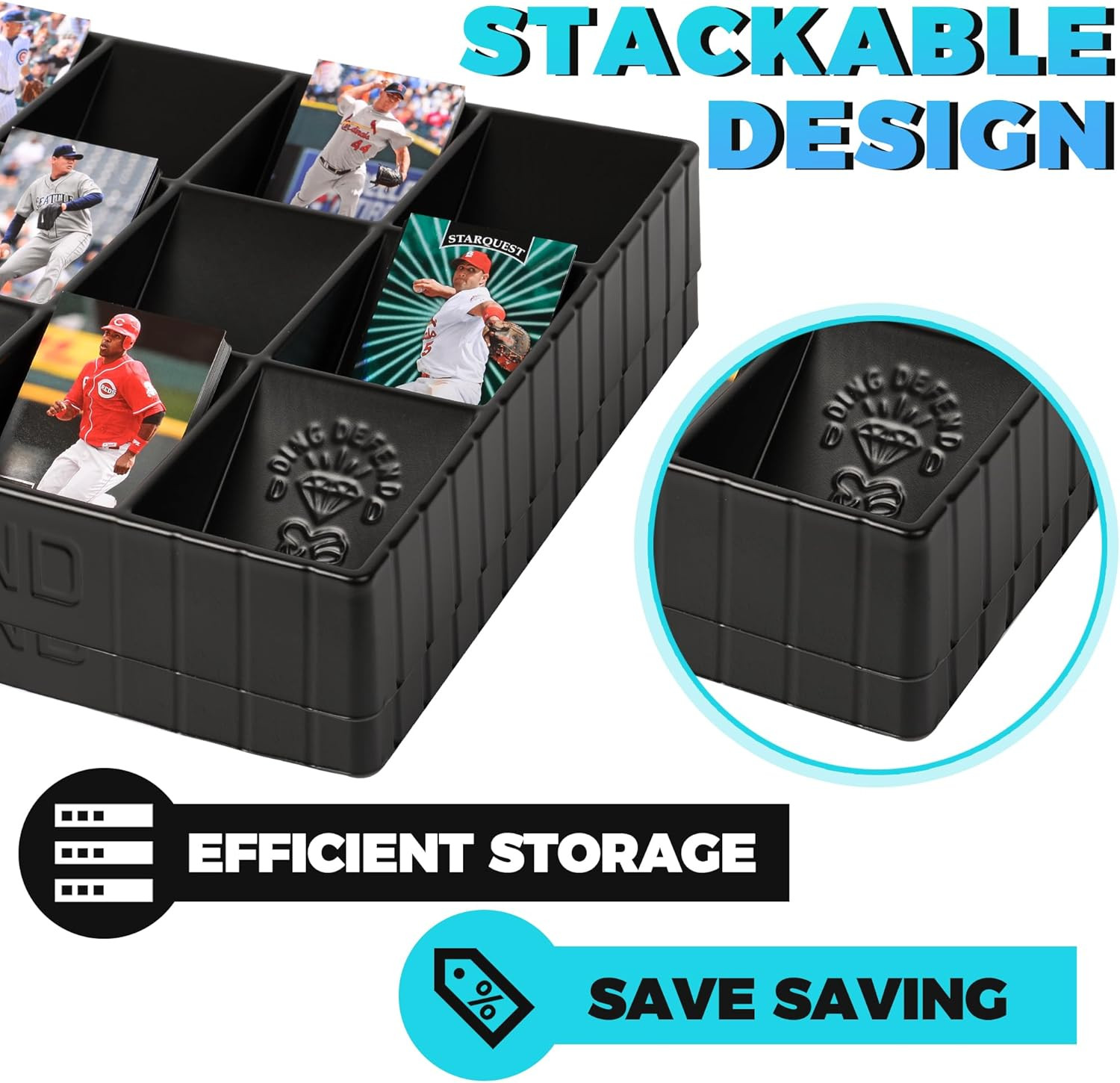 Stackable 15-Compartment Card Sorting Tray with Dividers