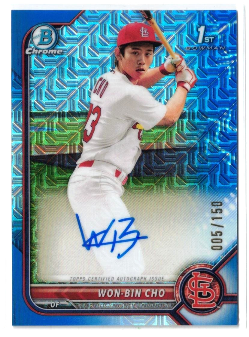 2022 1st Bowman Chrome BLUE Mojo RC AUTO Won-Bin Cho! Rookie! Autograph /150