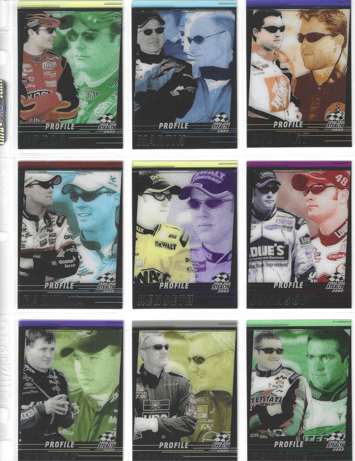 2002 Stealth PROFILE-Complete 9 card set-Straight from packs to pages!