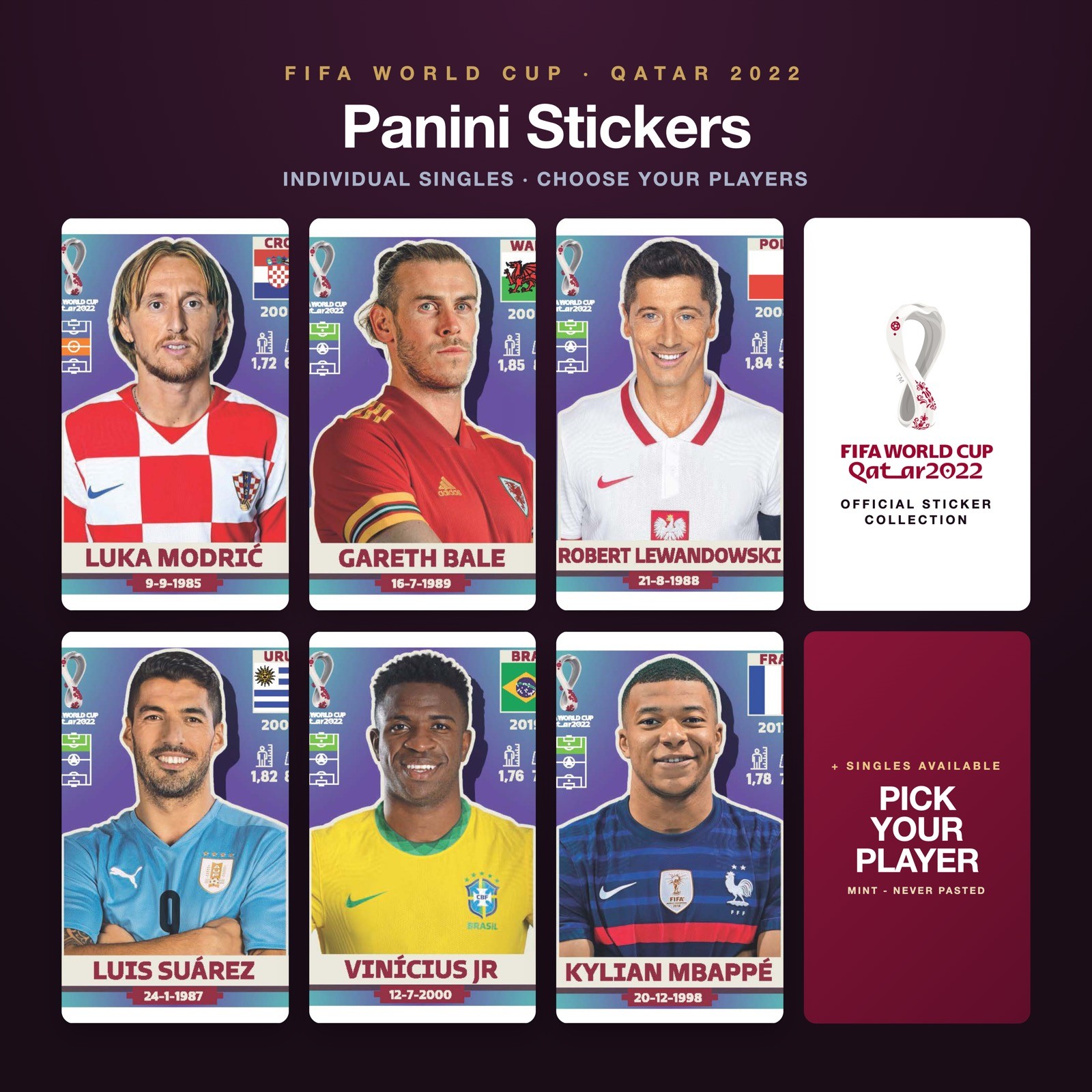 2022 Panini FIFA World Cup Sticker QATAR #POL1-#MAR19 YOU PICK White Border