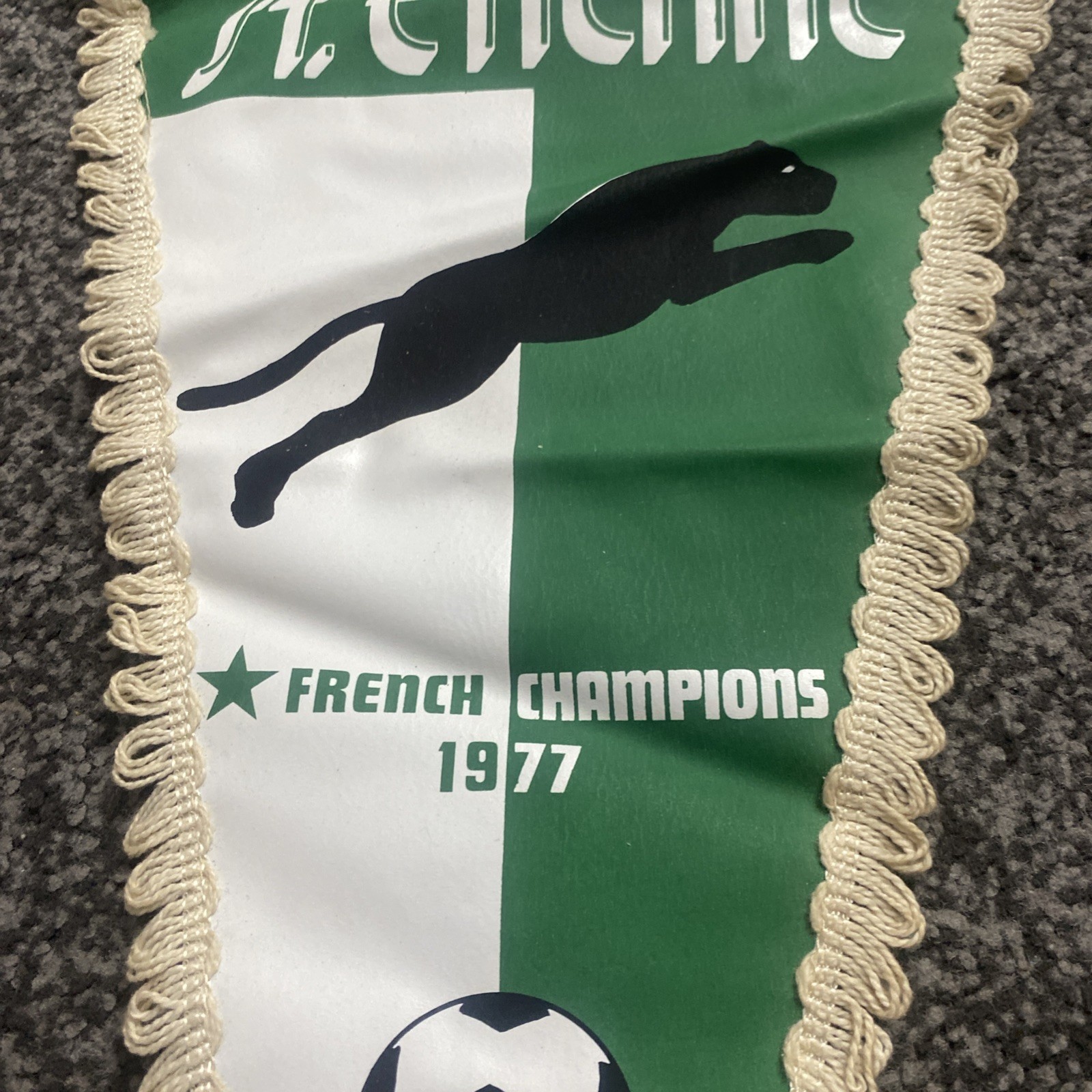 St Etienne Triangular Pennant French Champions 1977 Vintage