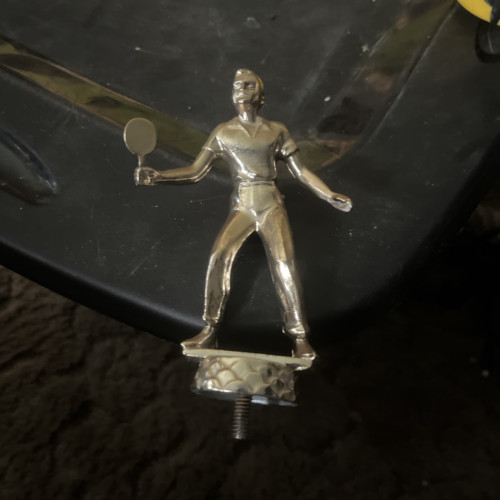 Vintage Racquetball Tennis Metal Trophy Topper Man Gold Or SilverTone 5 Inches
