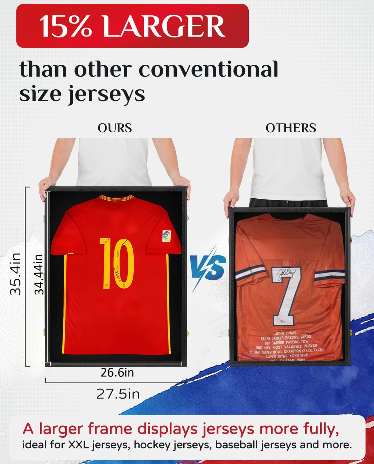 Hockey Jersey Display Frame: 28X36 in Large Memorabilia Case Shadow Box with L