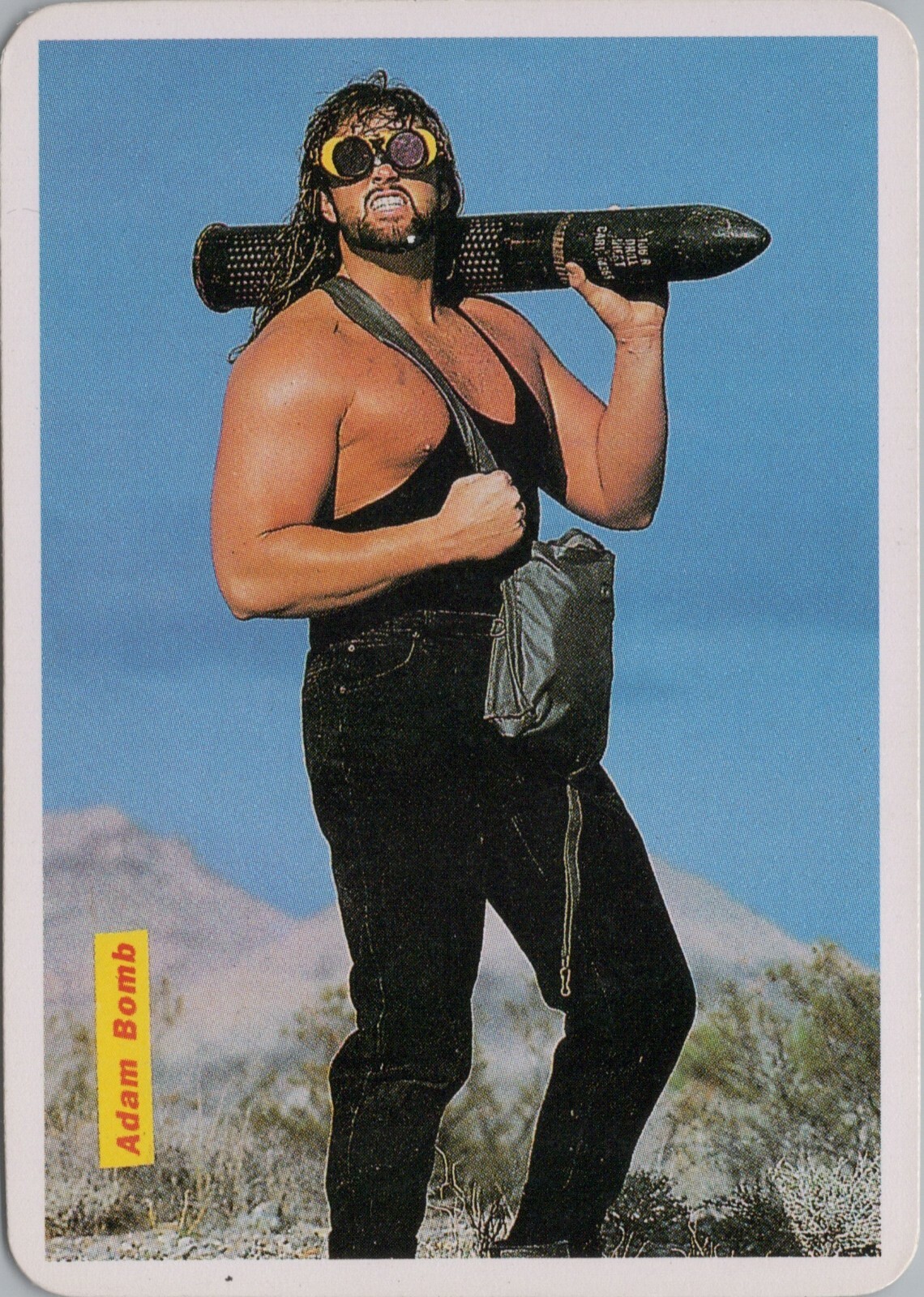 1995 WWF ADAM BOMB Portuguese Pocket Calendar 10 x 7 cm (4″ x 2.75″) Vintage HTF