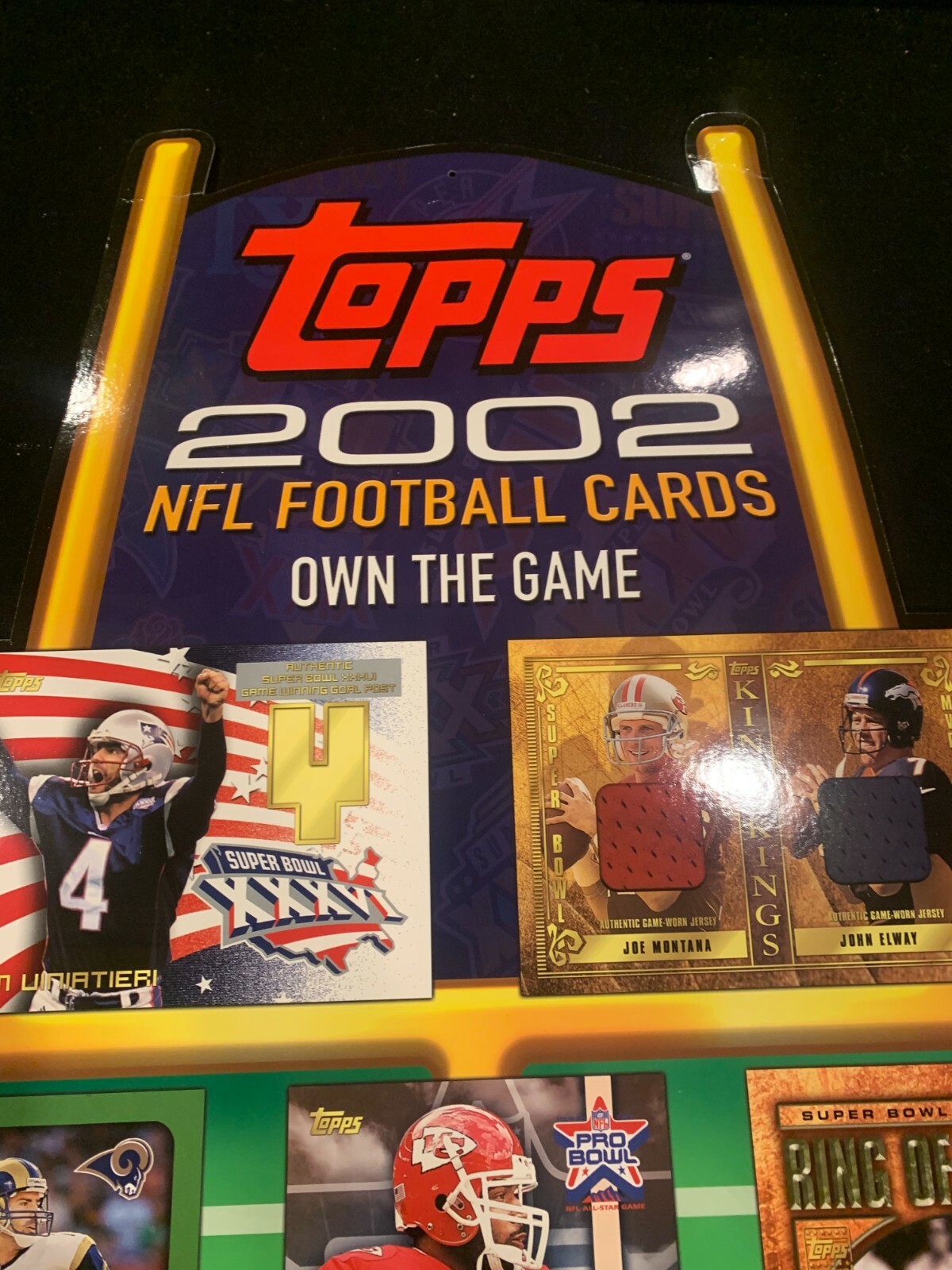 2002 TOPPS FOOTBALL CARD HANGING TWO SIDED DISPLAY HUGE 36″ X 20″ RARE