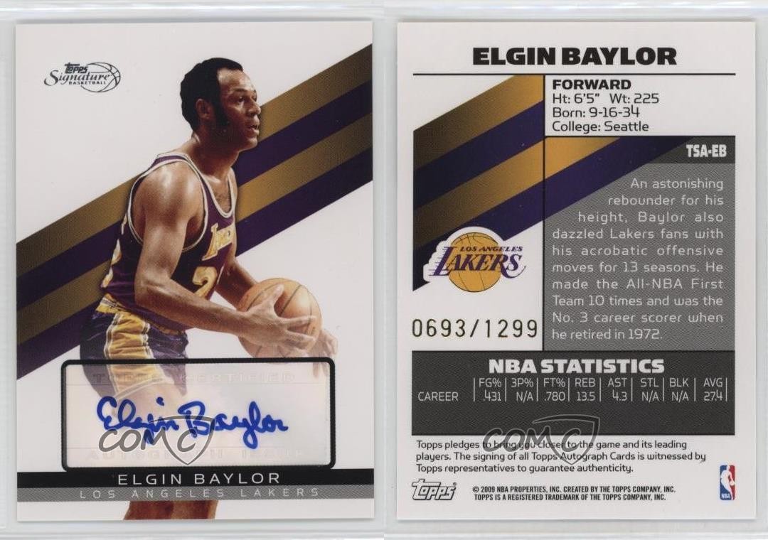 2008-09 Topps Signature Auto 693/1299 Elgin Baylor #TSA-EB Auto HOF 10yl