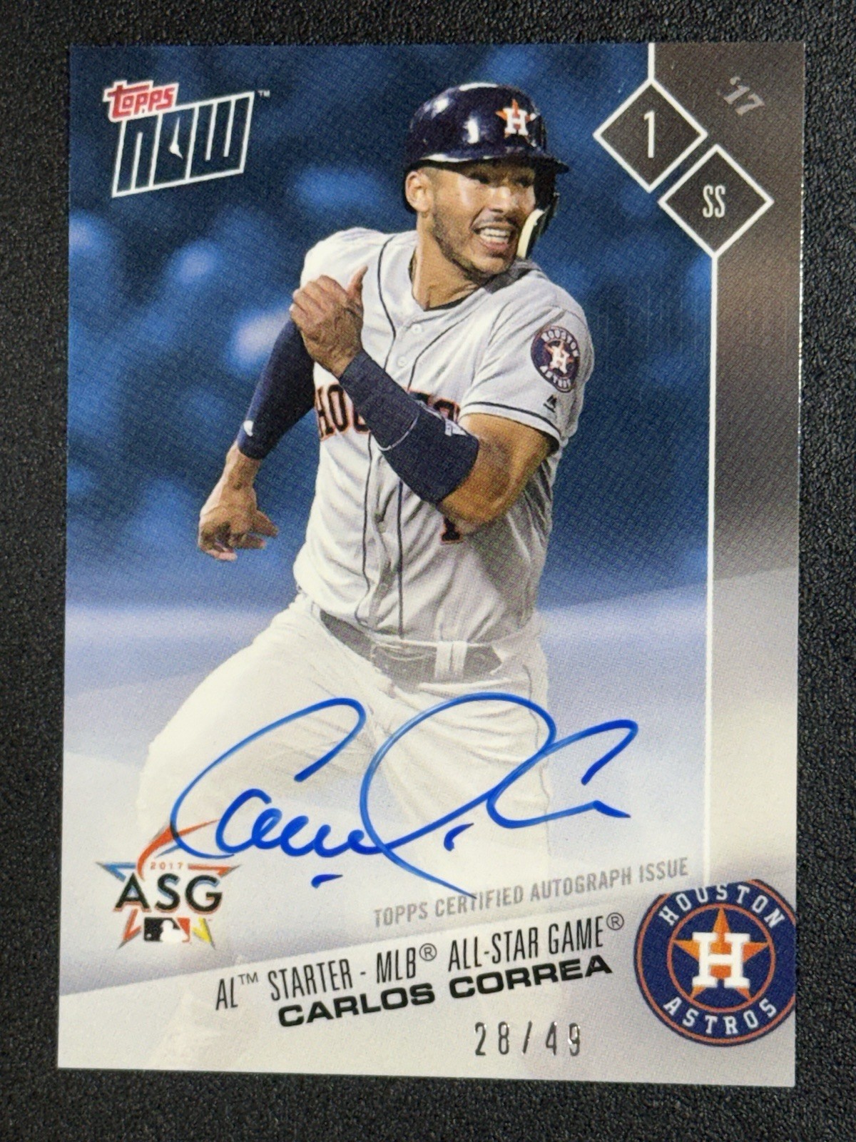 2017 Topps Now Carlos Correa AL All Star Autographs Blue Auto #AS-12B 28/49