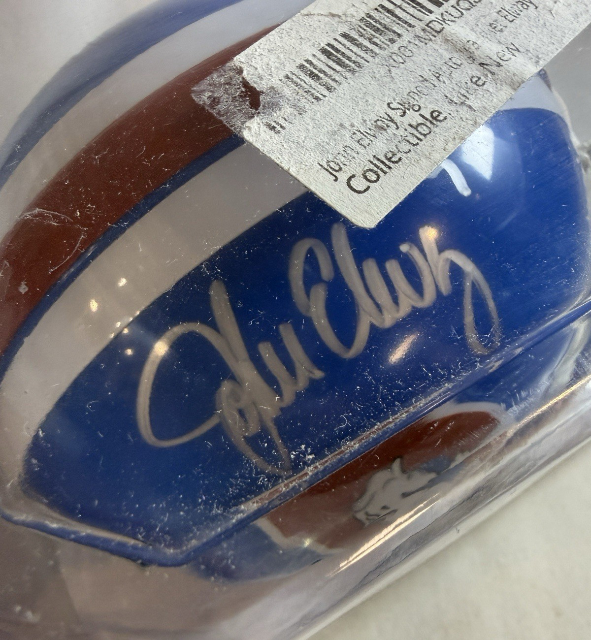 John Elway Signed Denver Broncos Old Logo Riddell VSR4 Mini Helmet