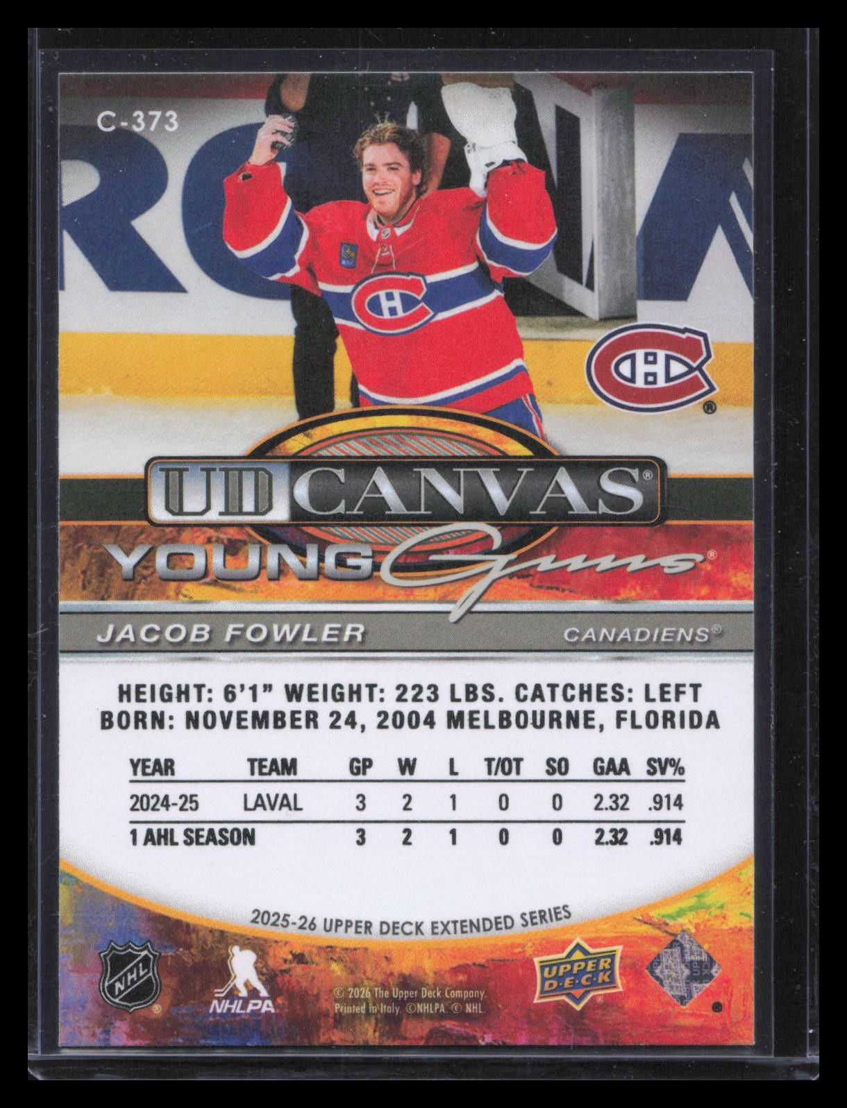 Jacob Fowler Young Guns Canvas 2025-26 Upper Deck #C-373 UD Canvas
