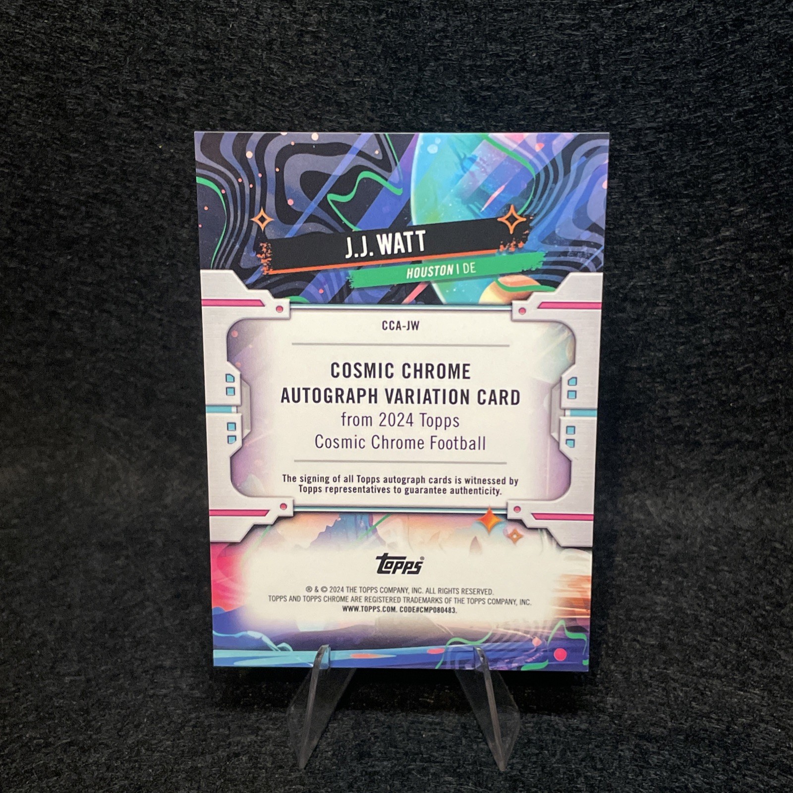 2024 Topps Cosmic Chrome – JJ Watt Red Flare Refractor Auto /5 – #CCA-JW Texans