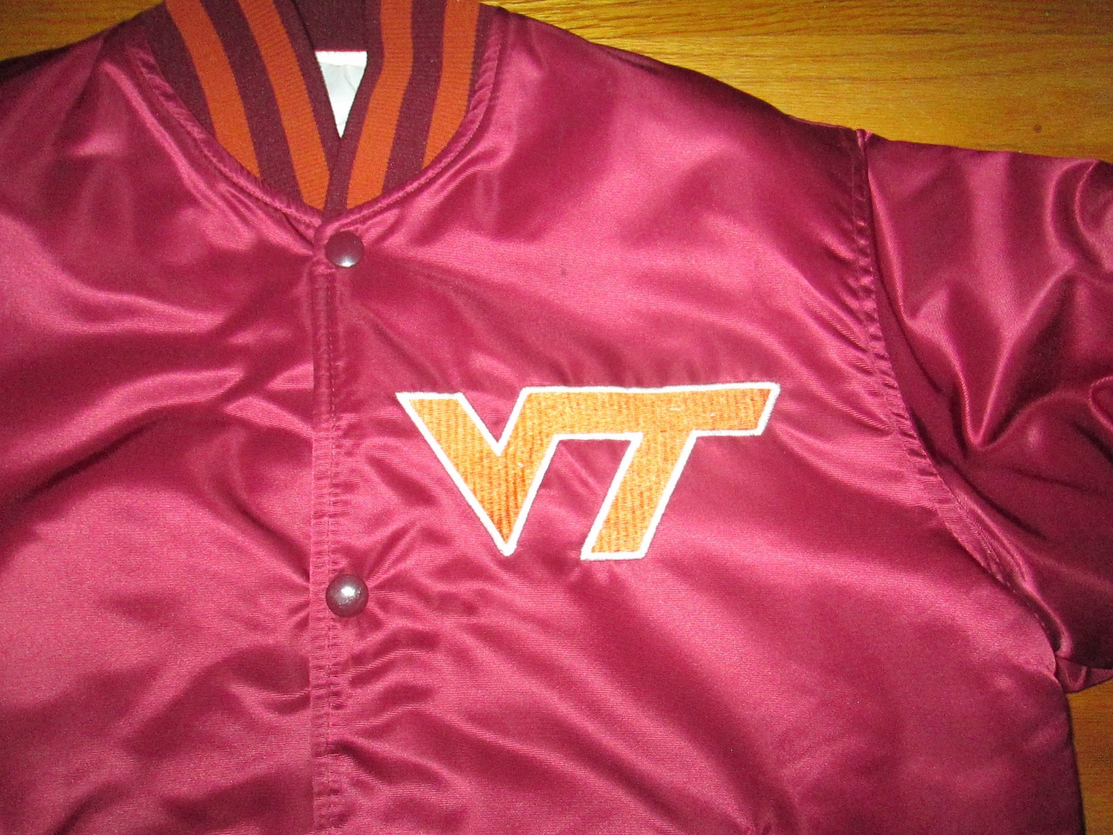 MADE IN USA Vtg 80s Virginia Tech Hokies 1st Gen Satin Starter Jacket Small GUC