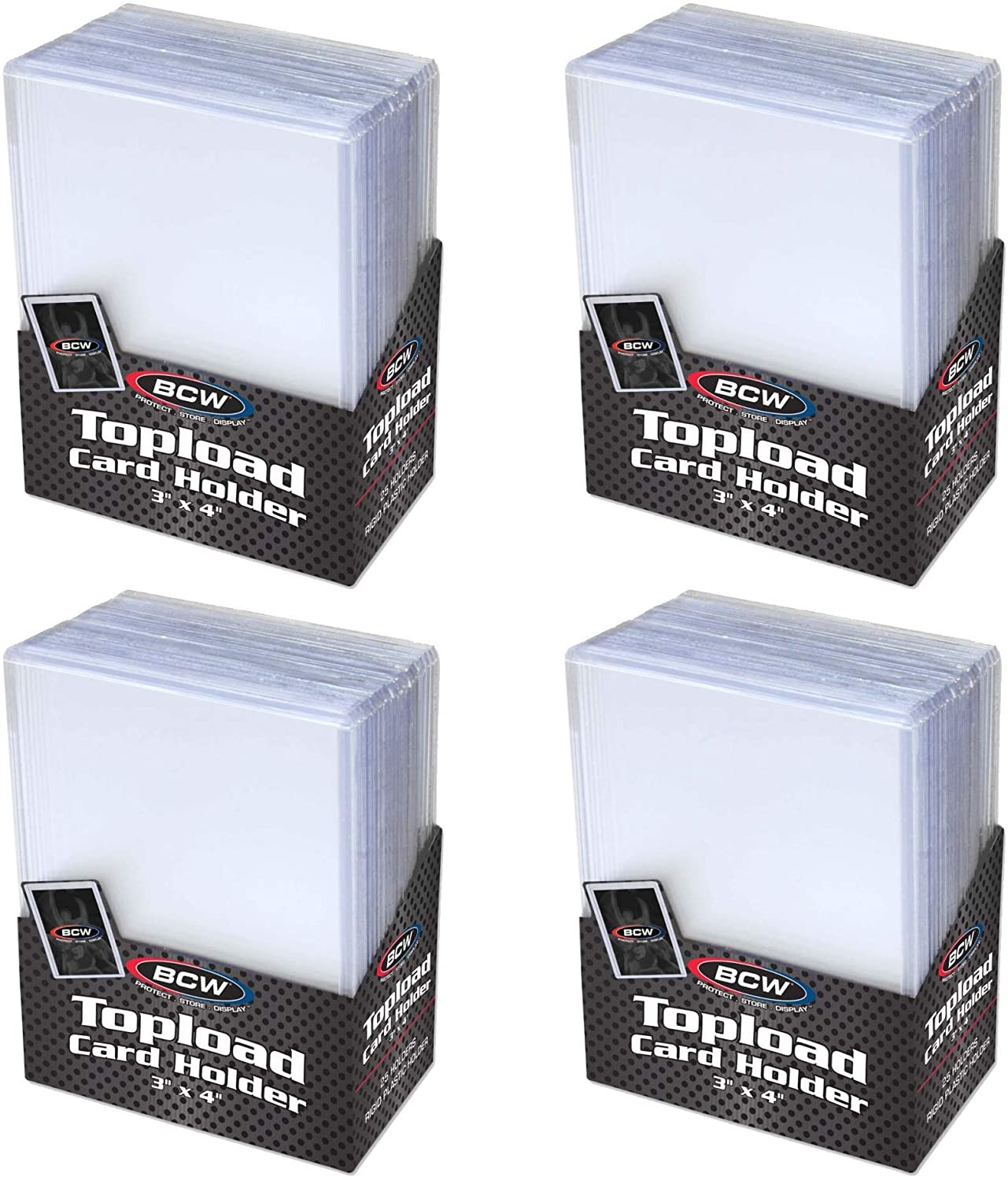 Trading Card Sleeves Hard Plastic Clear Case Holder 100 Baseball Cards Topload