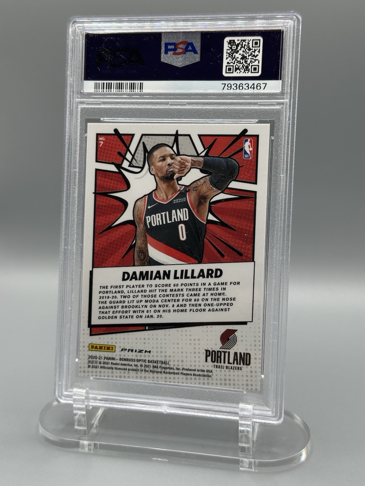 PSA 10 – 2020-21 Panini Donruss Optic – My House! Damian Lillard #7 Holo Prizm