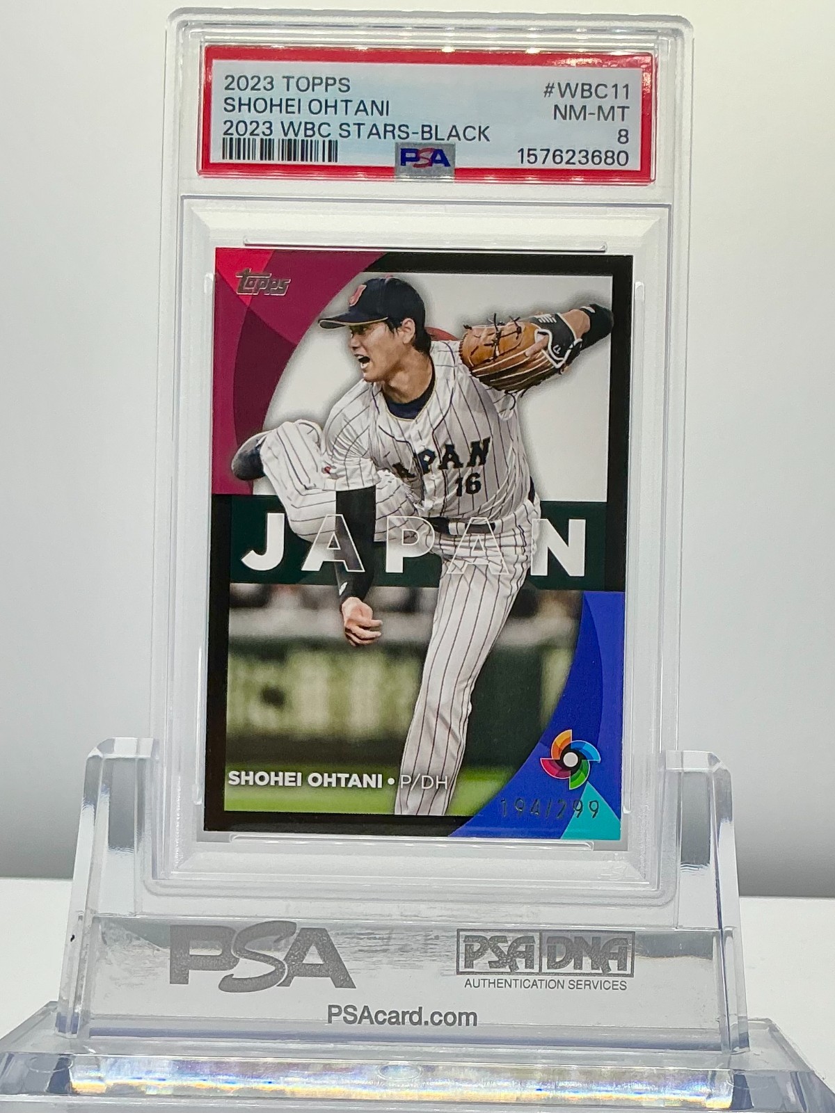 SHOHEI OHTANI 2023TOPPS WBC STARS-BLACK(/299) #WBC11 PSA8!POP12!