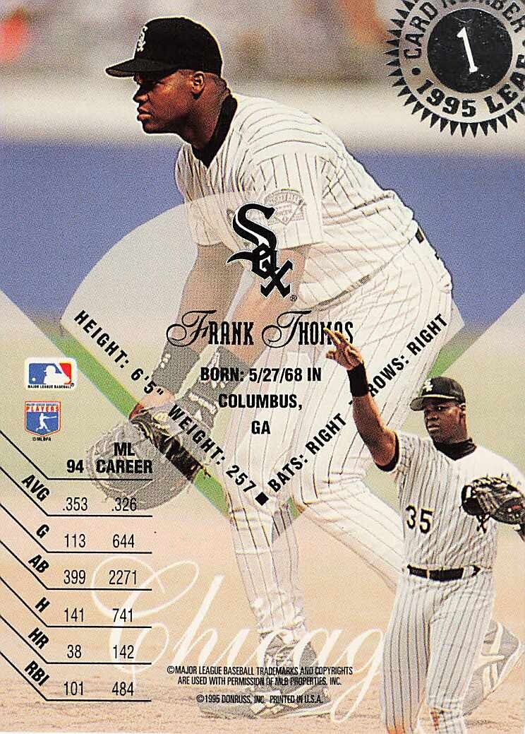 1995 Leaf #1 Frank Thomas 1995 Leaf #1 Frank Thomas