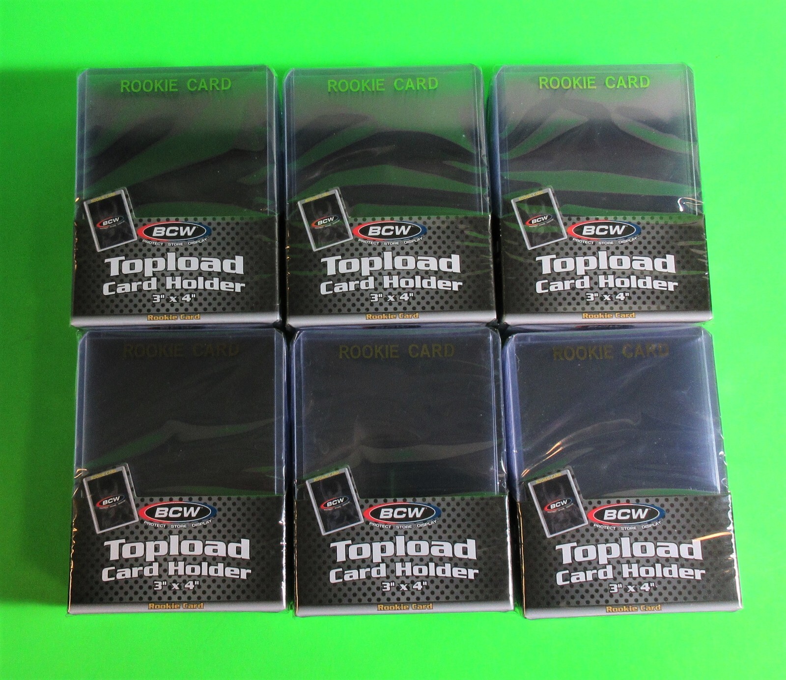 150 Rookie Topload Card Holders – Rookie Imprinted in GOLD, 3 X 4 RIGID PLASTIC