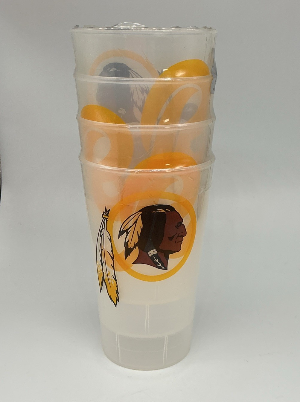 Washington Redskins 16 oz Plastic Cups Set of 4 Vintage NFL Logo Drinkware