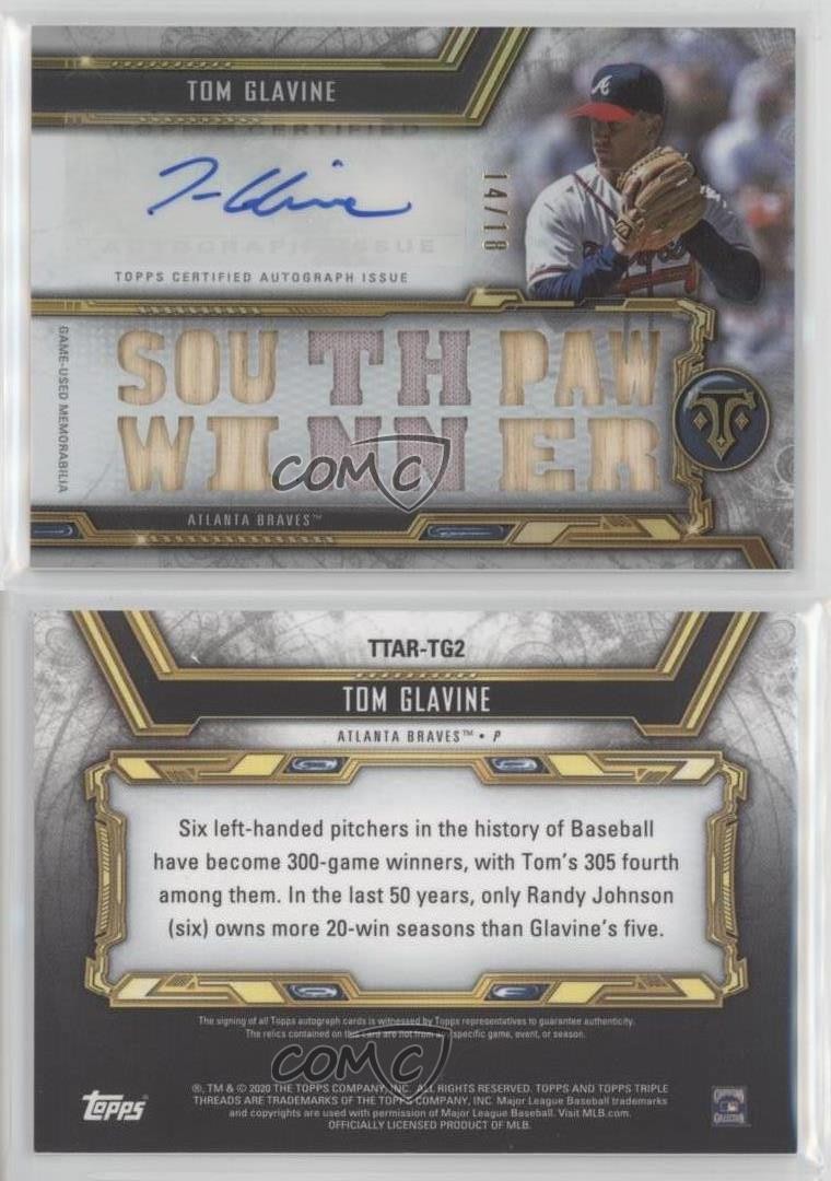 2020 Topps Triple Threads Relics 14/18 Tom Glavine #TTAR-TG2 Auto HOF 0g27