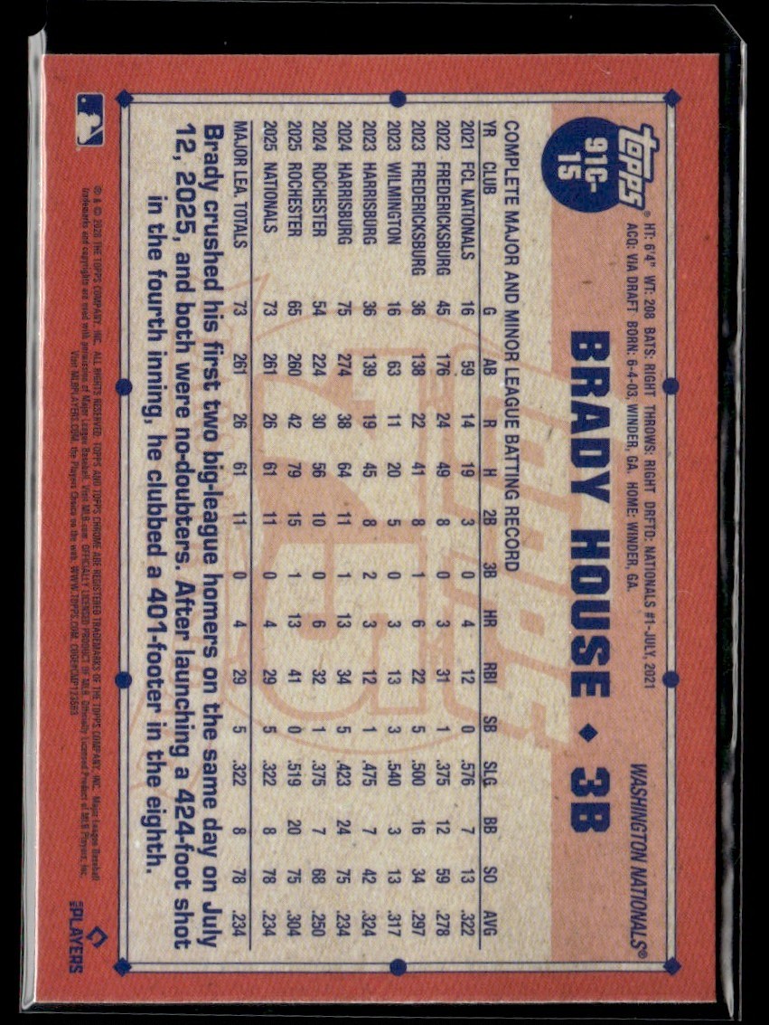 2026 Topps Series 1 1991 Silver Pack Mojo Brady House Rookie #91C-15