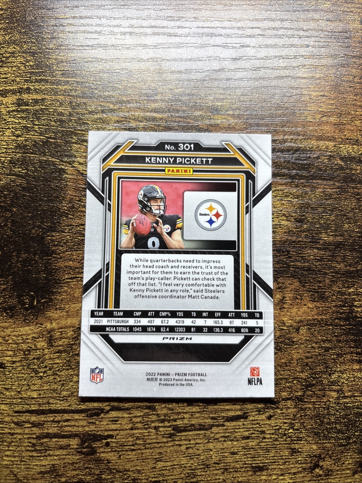 2022 Panini Prizm – Rookies Kenny Pickett #301 Light Blue Prizm (RC)