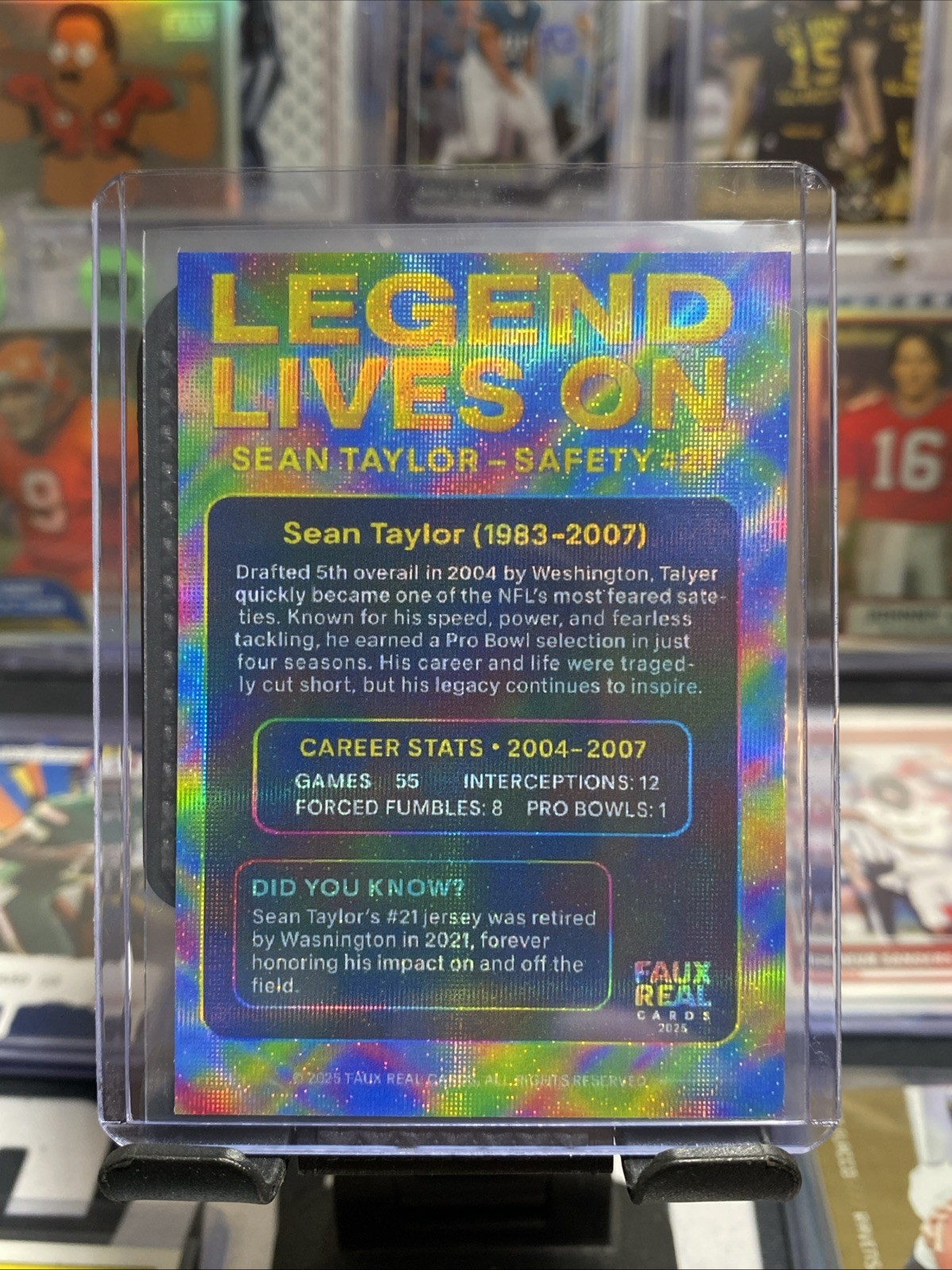 Faux Real Cards (FRC) Sean Taylor “Legend Lives On” Sparkle Foil Custom