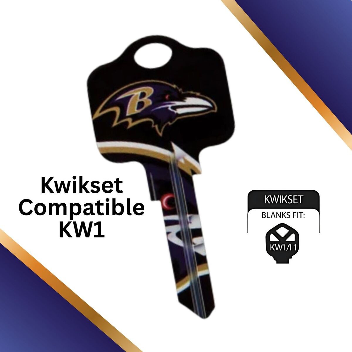 Baltimore Ravens NFL Team Keys Available for Kwikset or Schlage Locks